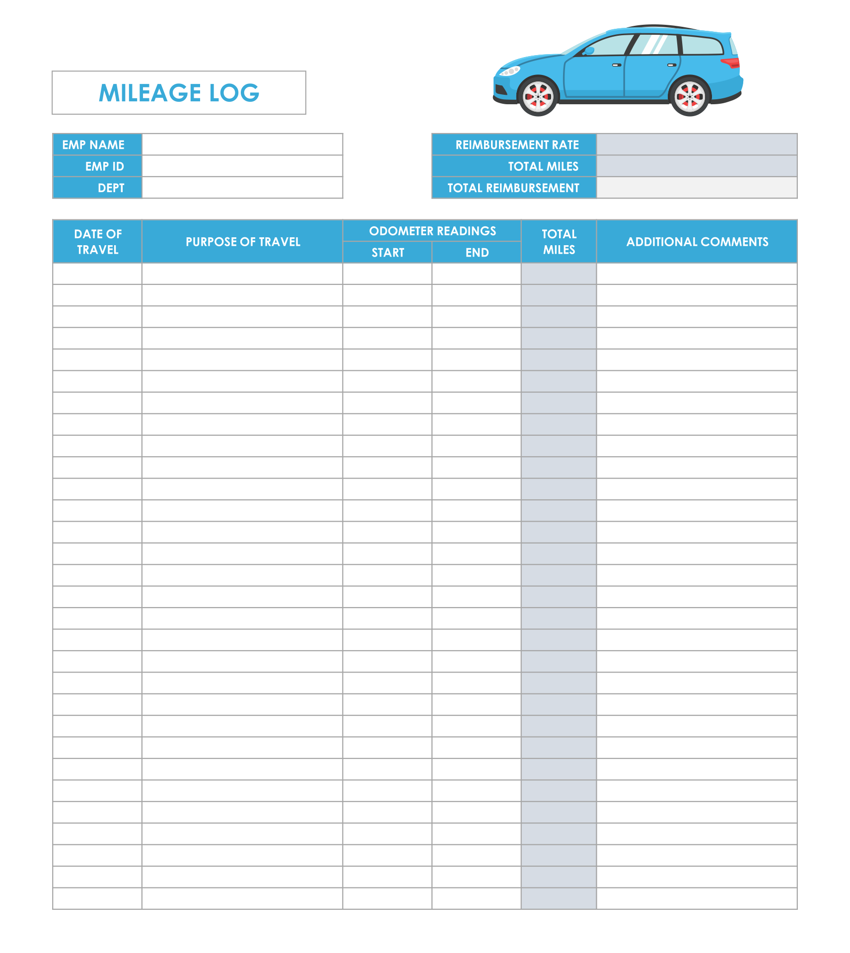 10 Best Printable Mileage Log Sheet Template PDF For Free At Printablee