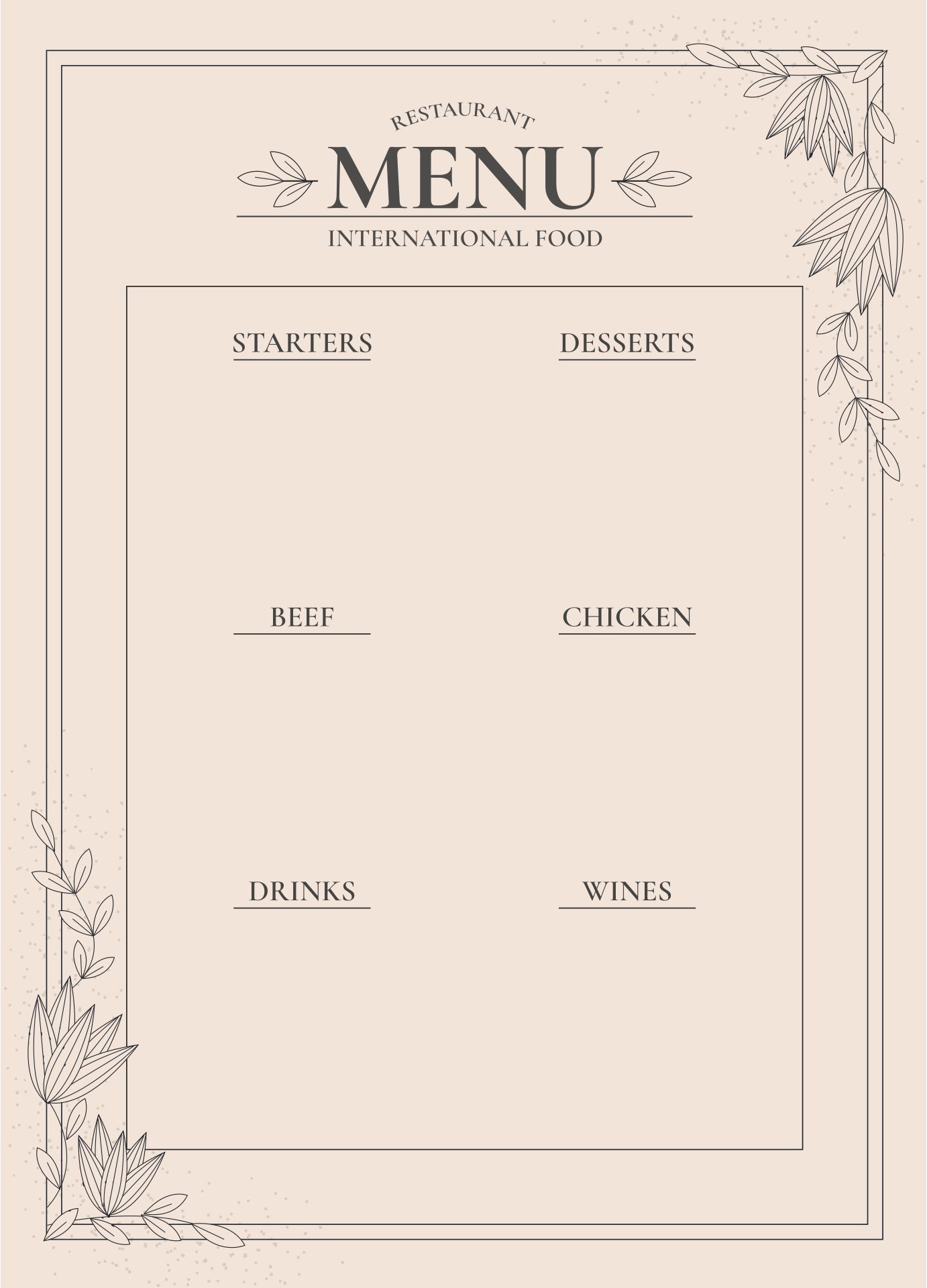 Printable Menus For Restaurants