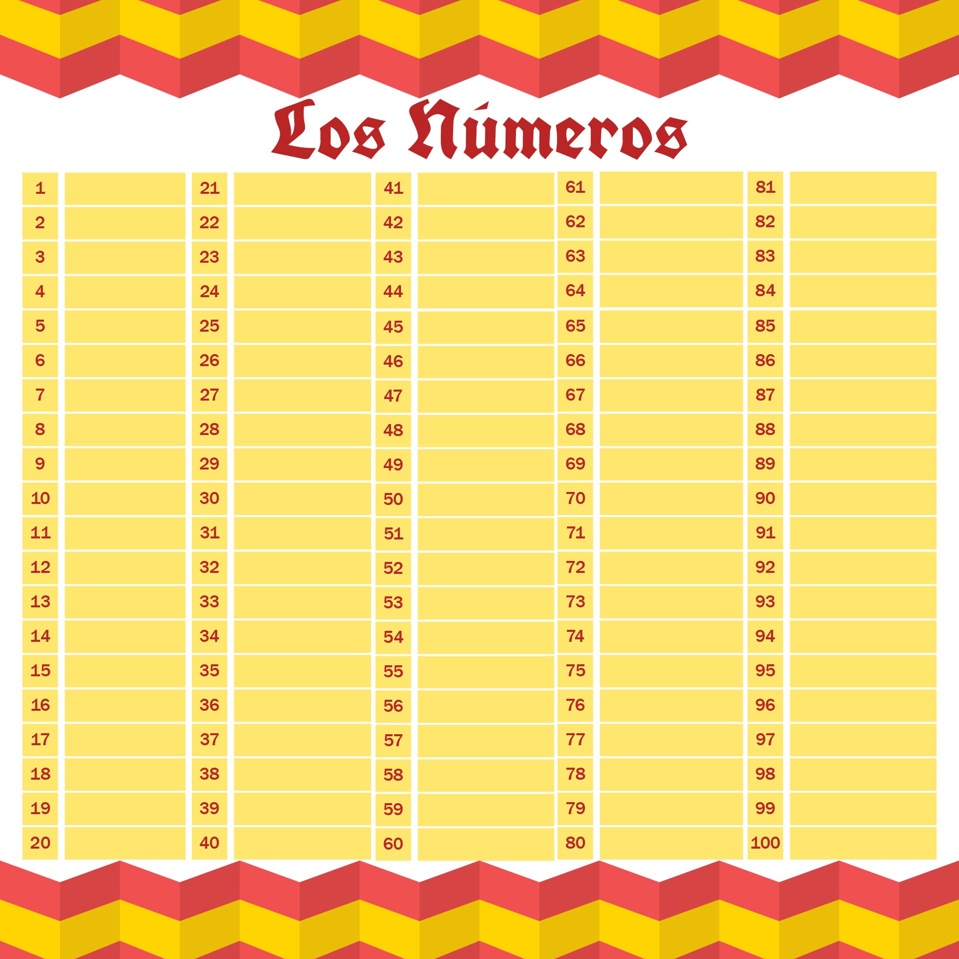 Numbers In Spanish Printable