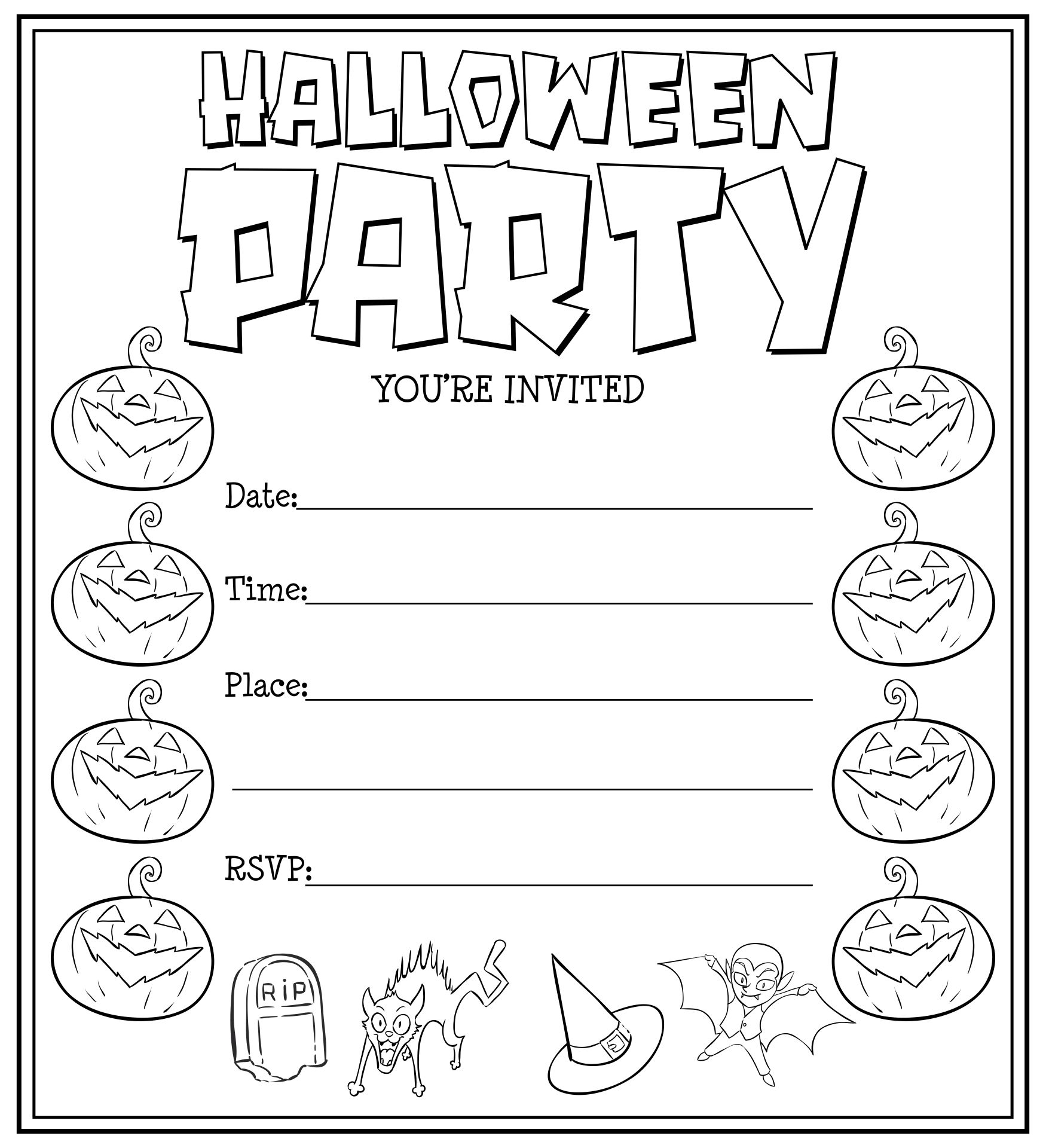 Blank Halloween Invitations 15 Free PDF Printables Printablee