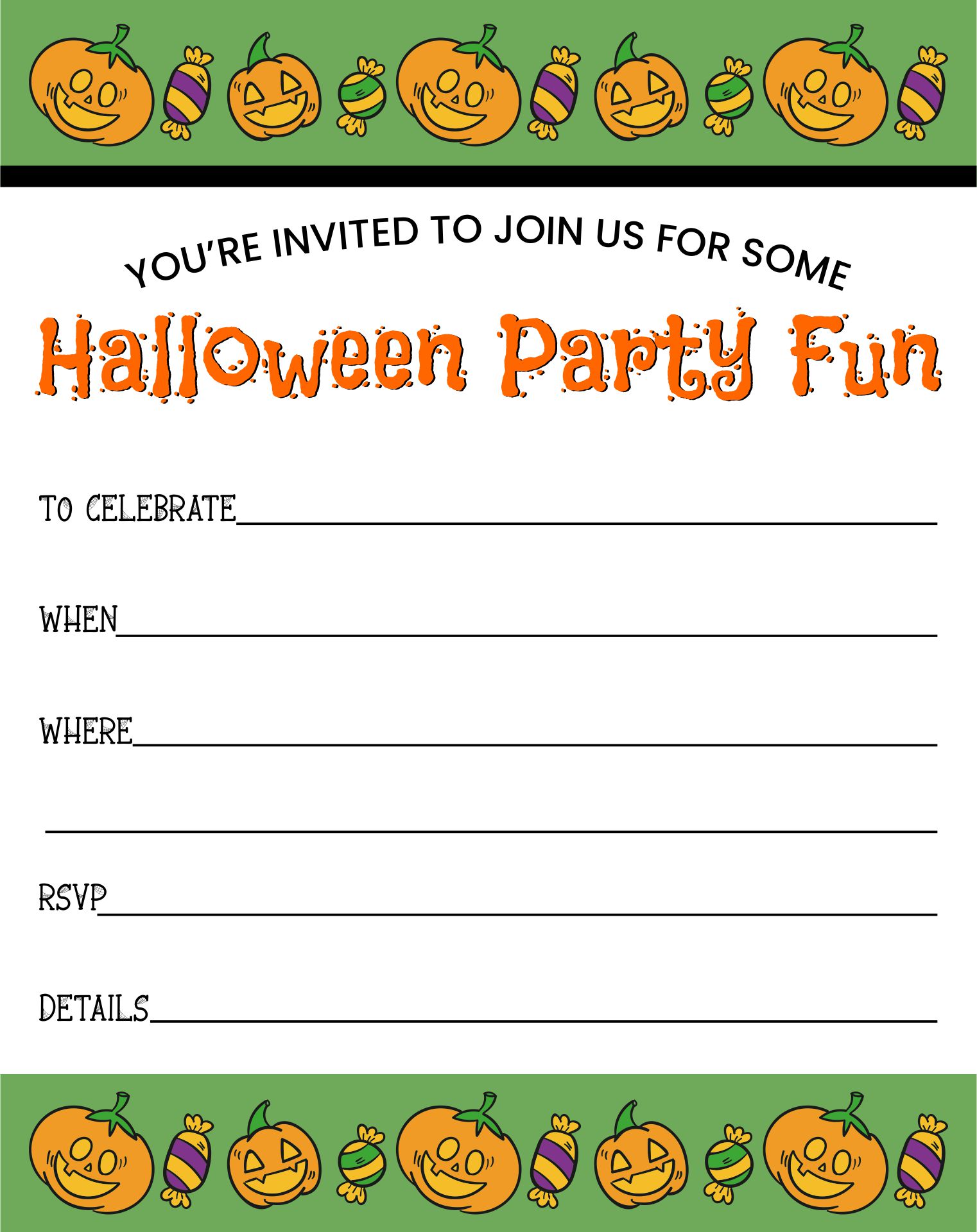 Halloween Party Birthday Invitations - 15 Free PDF Printables | Printablee