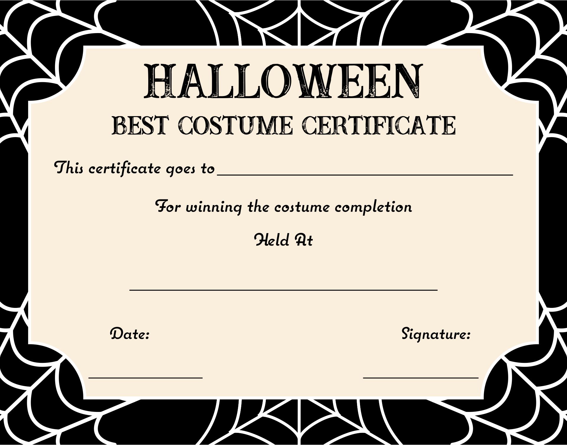Worst Halloween Costume Awards - 15 Free PDF Printables | Printablee
