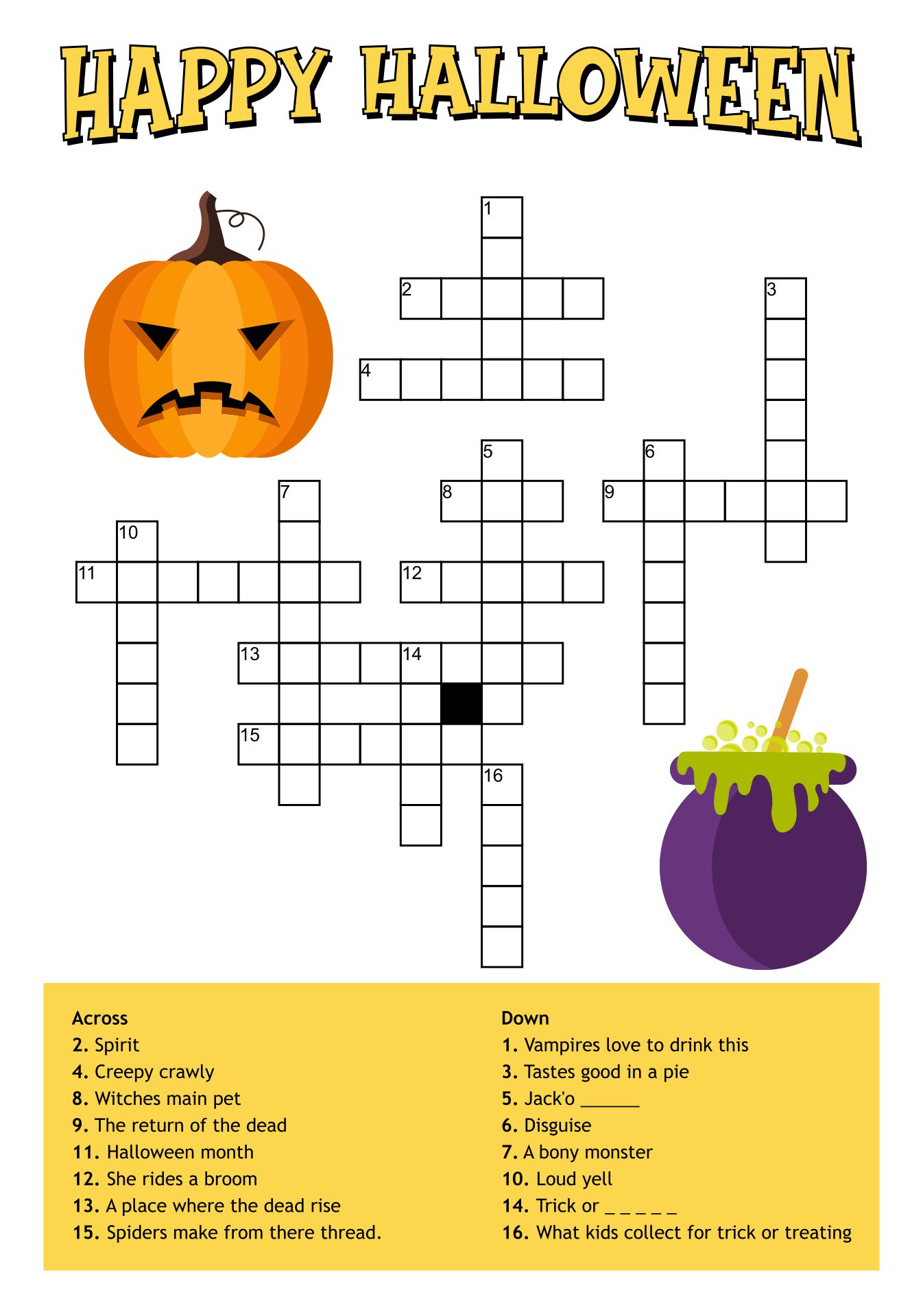 15 Best Free Printable Halloween Crossword Puzzle Printablee