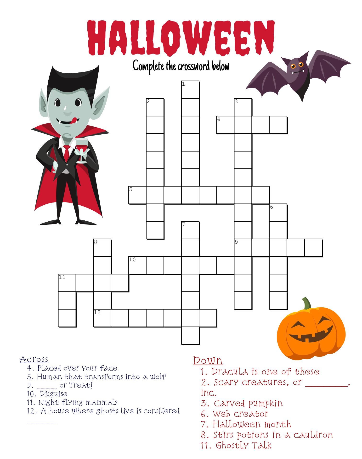 Halloween Printable Crossword Puzzles Here Are A Few Cute And Fun