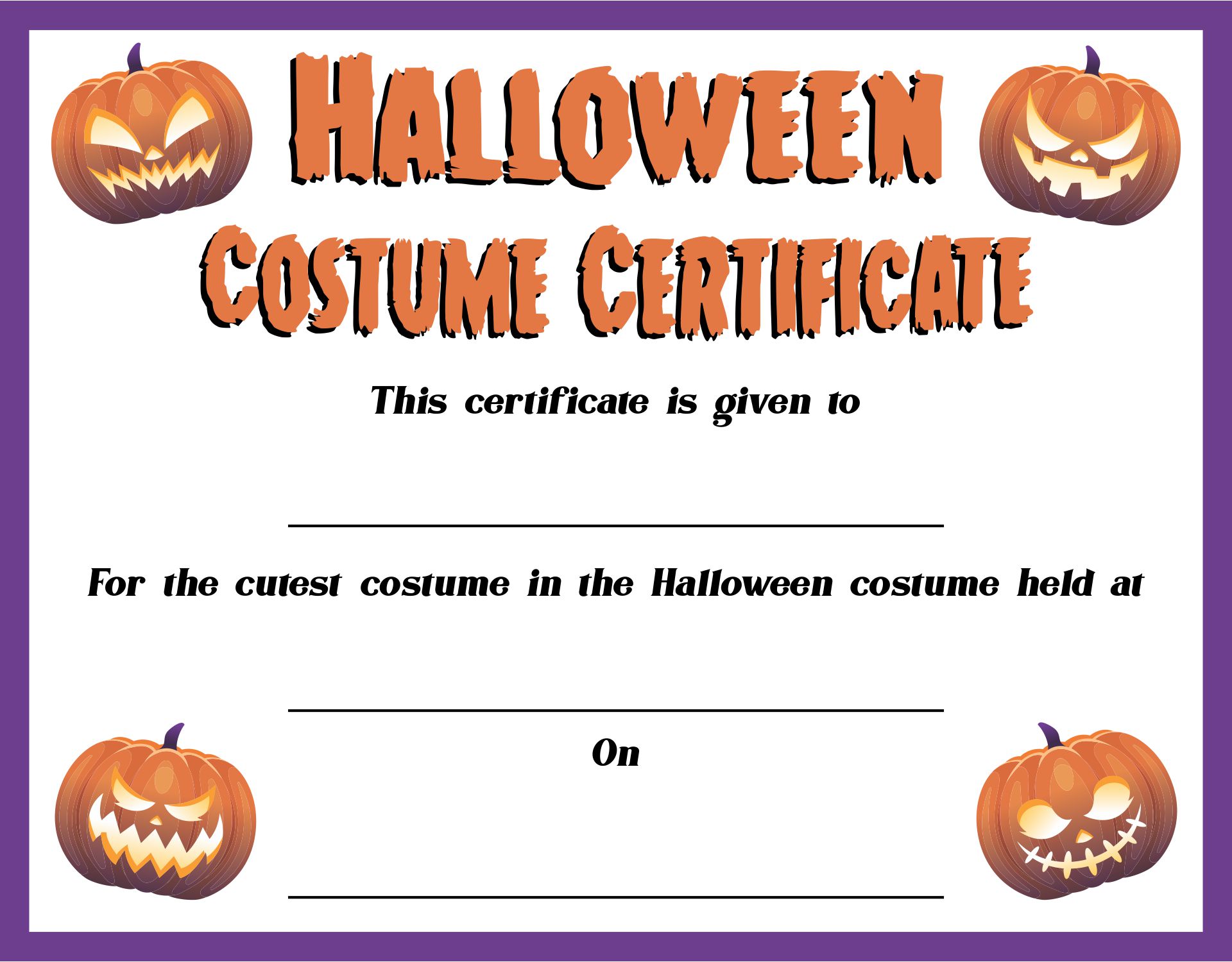 Halloween Costume Awards - 15 Free PDF Printables | Printablee