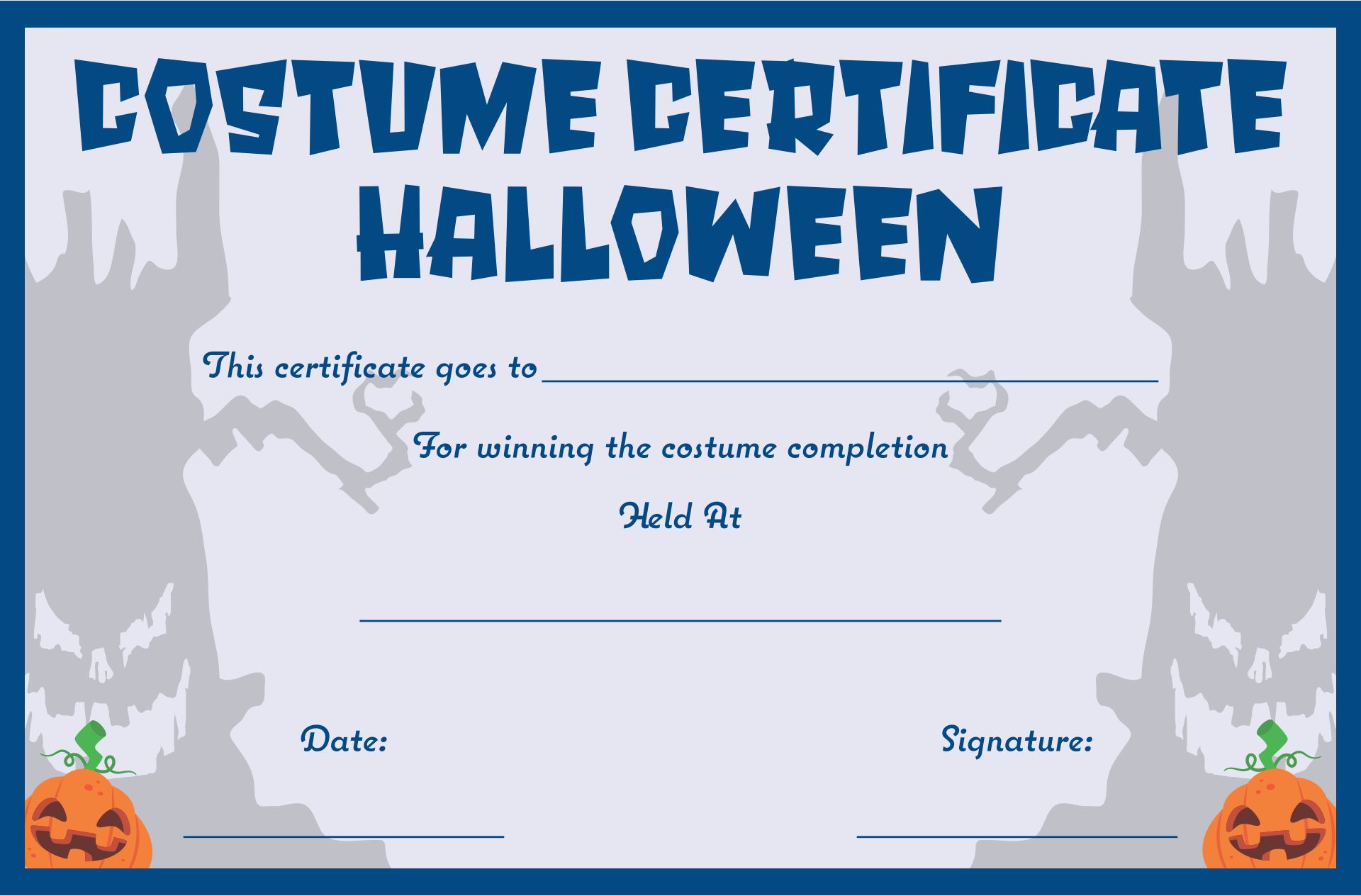 Halloween Costume Certificates - 15 Free PDF Printables | Printablee