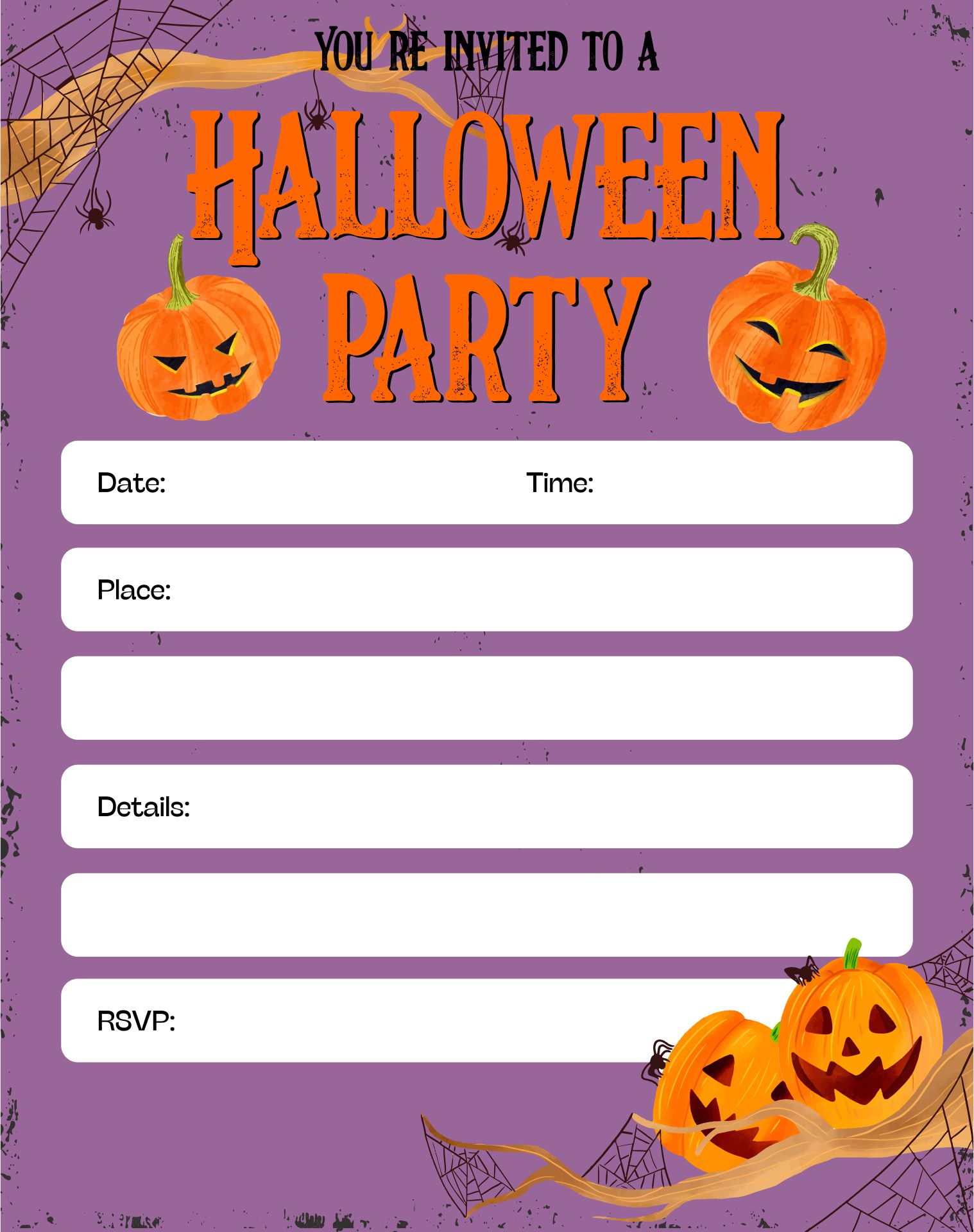Happy Halloween Party Invites - 15 Free PDF Printables | Printablee