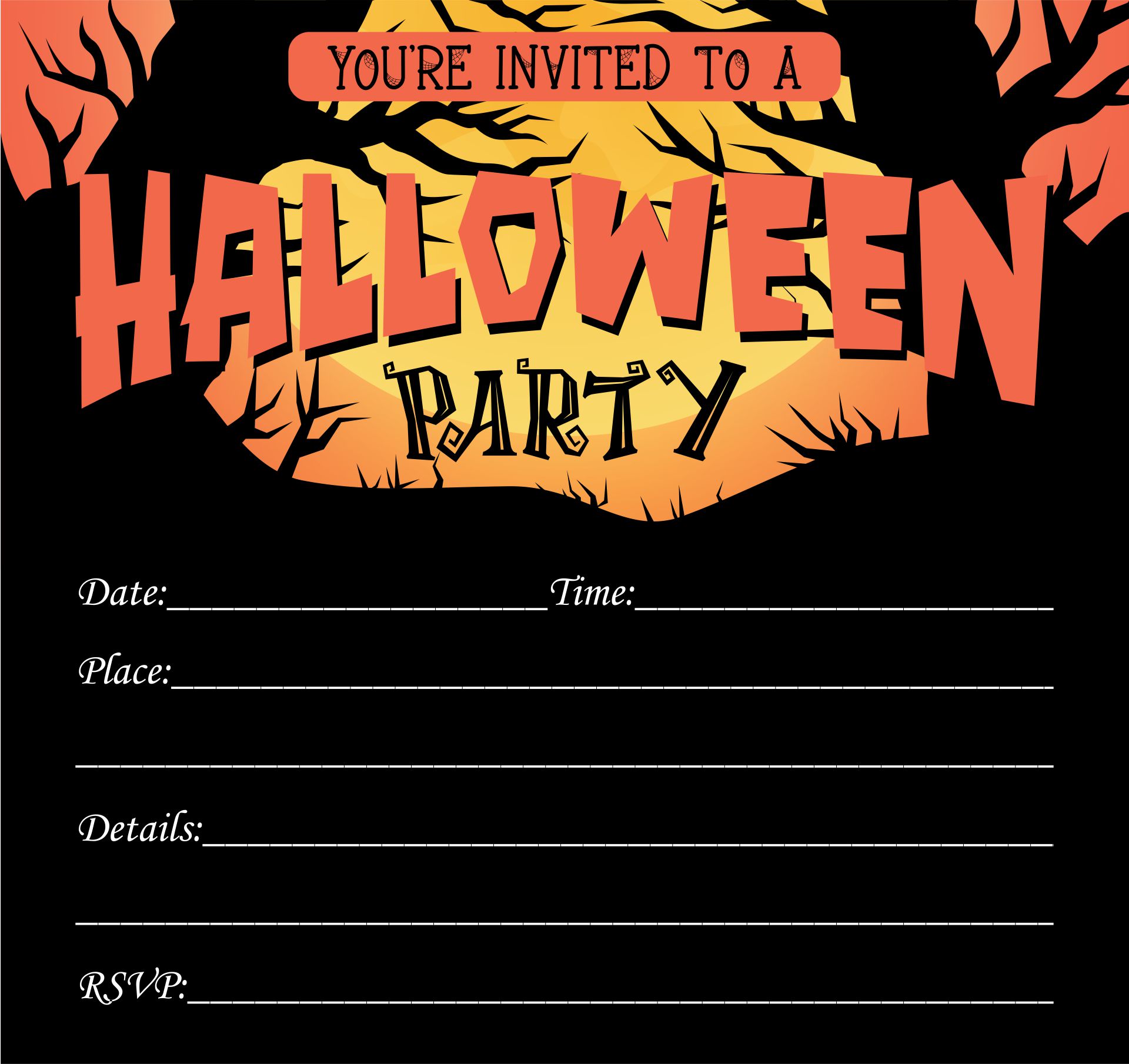 Halloween Party Invitations - 15 Free PDF Printables | Printablee