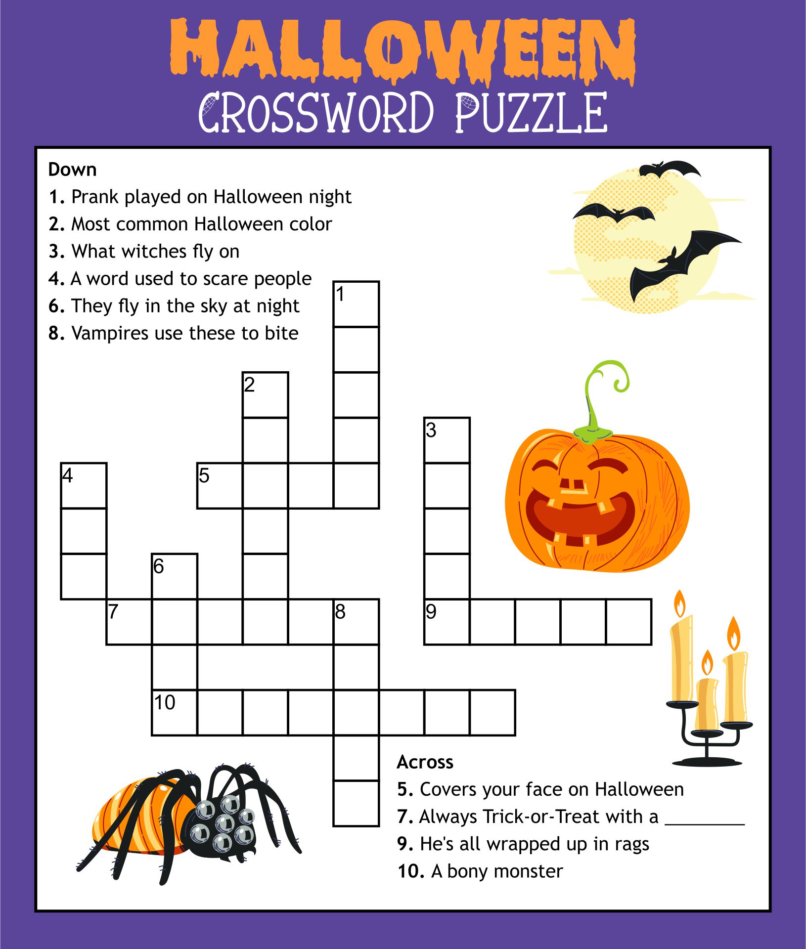 15 Best Halloween Crossword Puzzles Printable - printablee.com