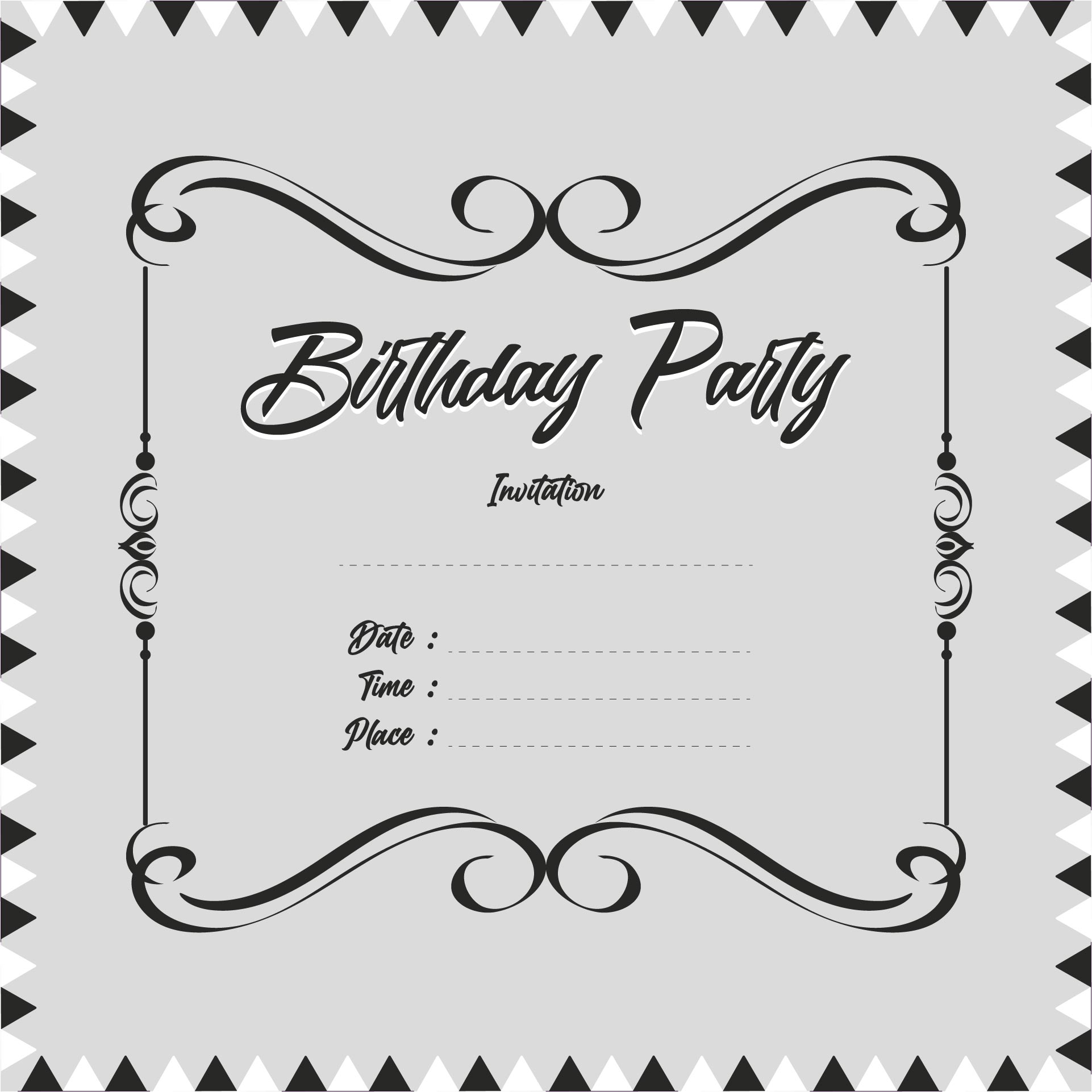 Printable Birthday Invitations Black And White