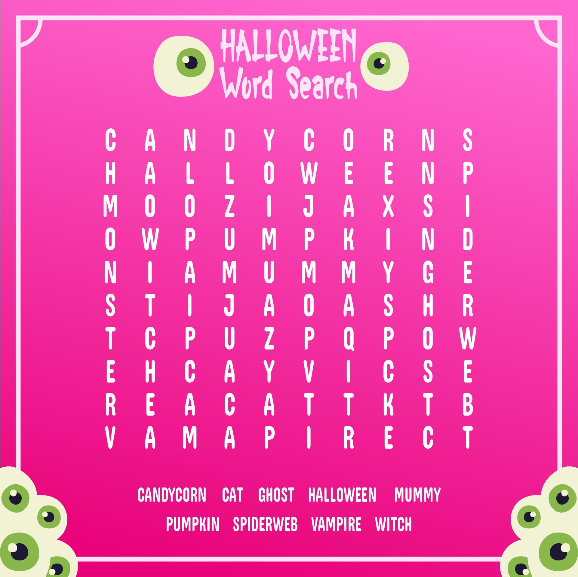 Word Find For Halloween