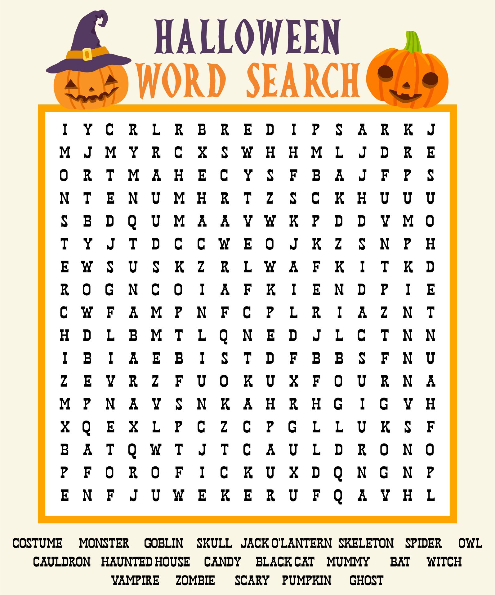 Long Halloween Word Search - 15 Free PDF Printables | Printablee