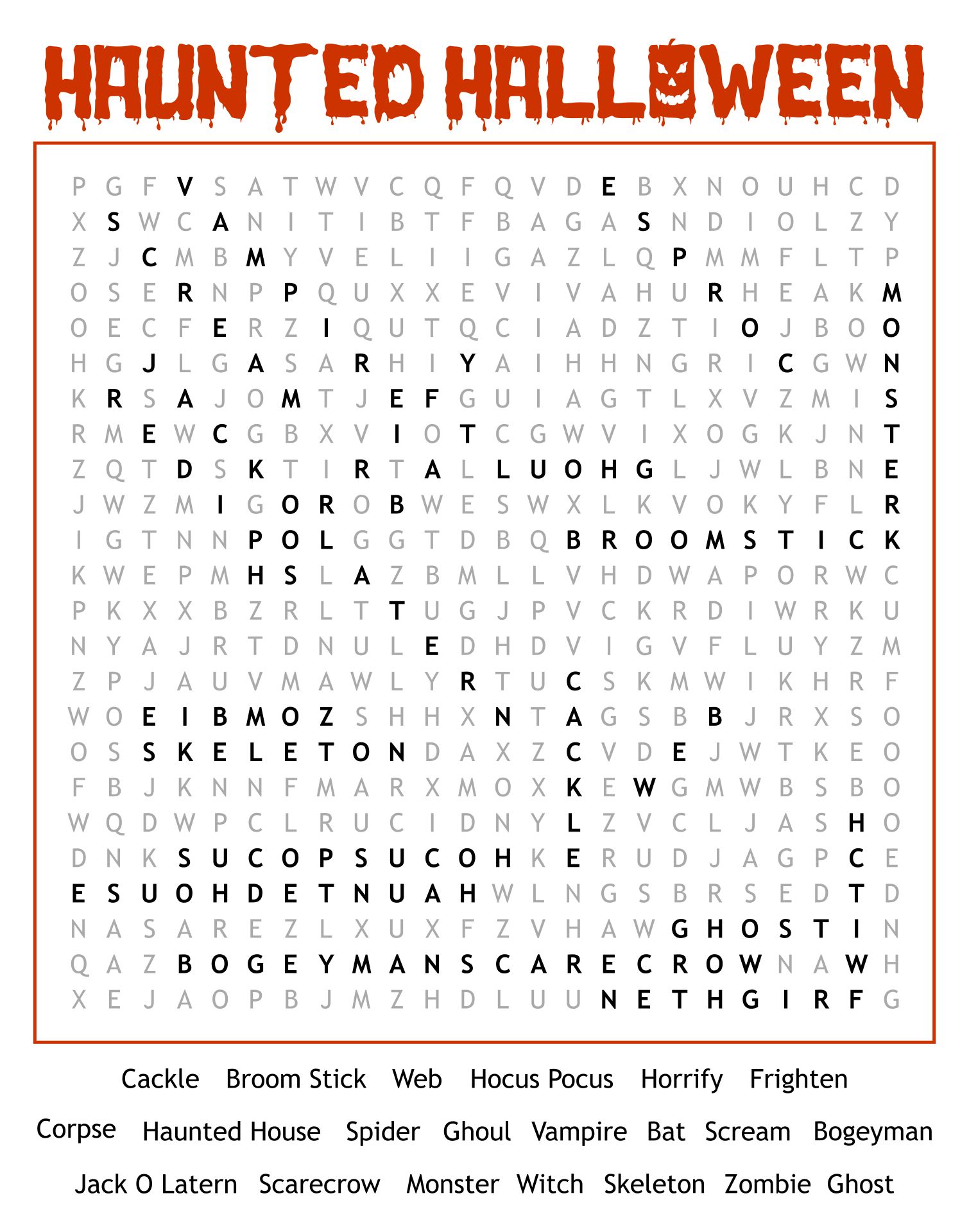 15 Best Long Halloween Word Search Printable PDF For Free At Printablee