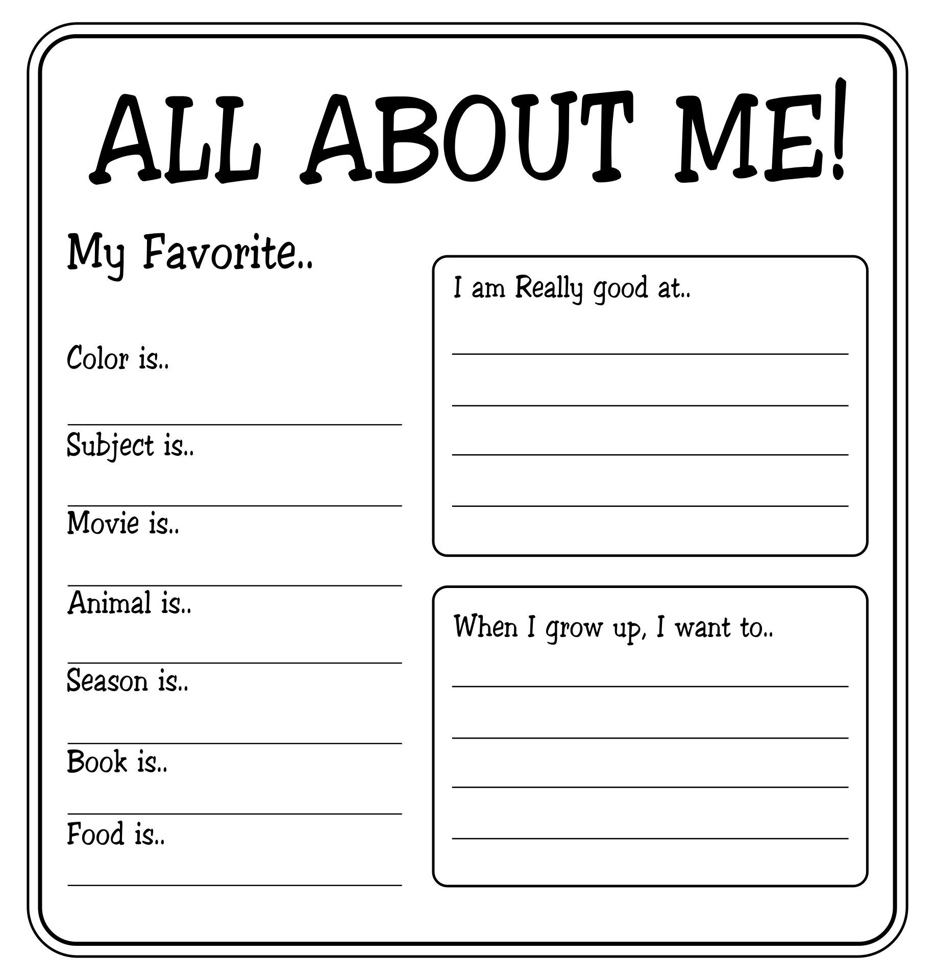 All About Me Form