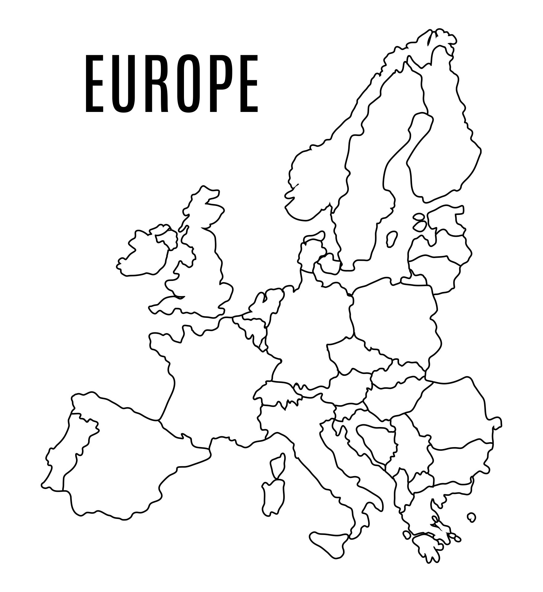 Map Of Europe Black And White Printable Printable Templates Sexiz Pix