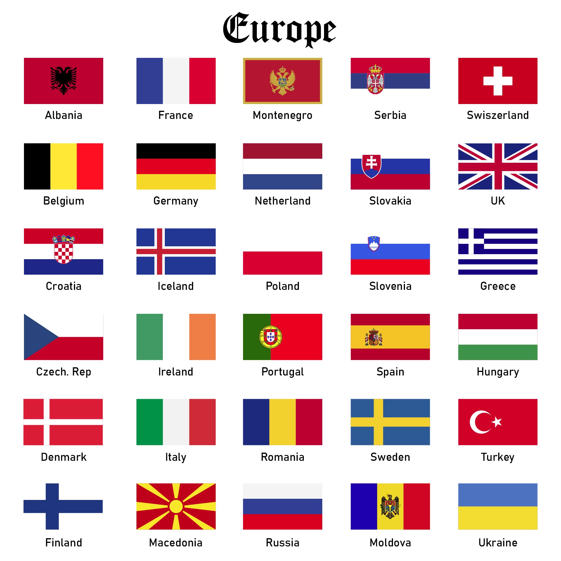 Europe Country Flags Digital Flag Printablen 3703 