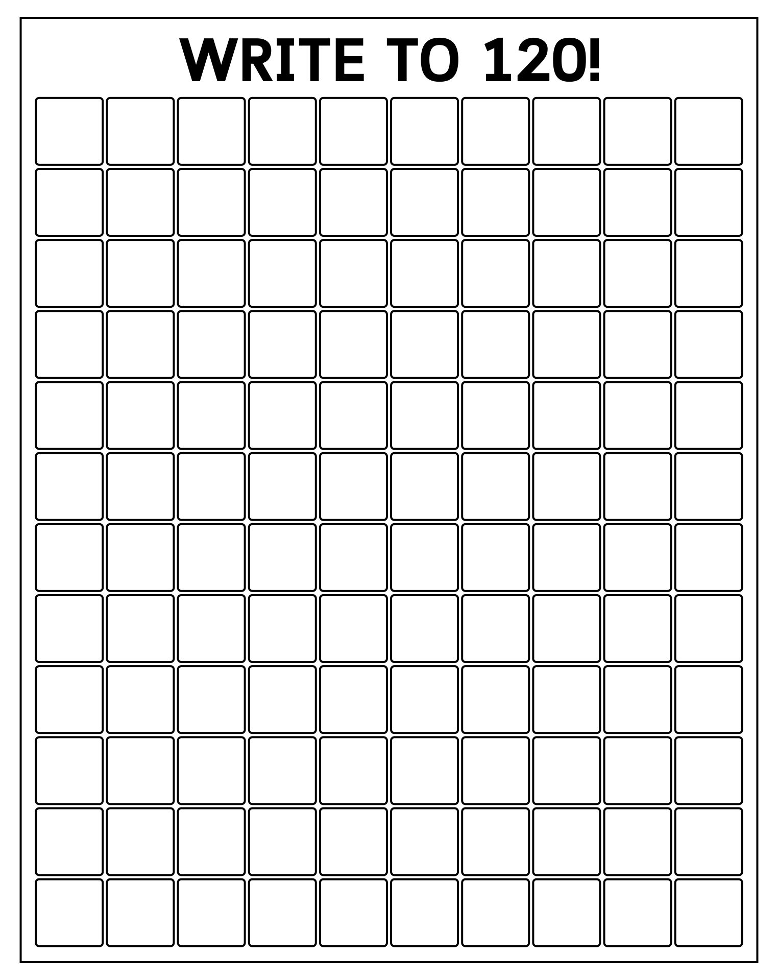 Printable Blank 120 Chart Worksheet