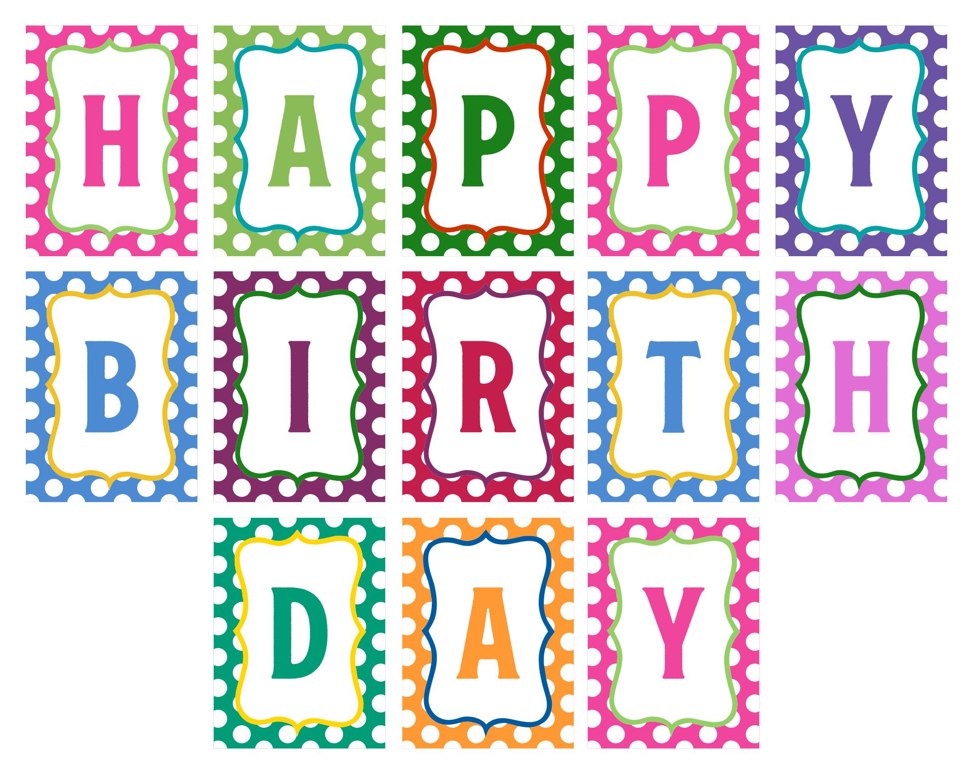 Free Printable Happy Birthday Banner And Alphabet Six Clever Sisters 