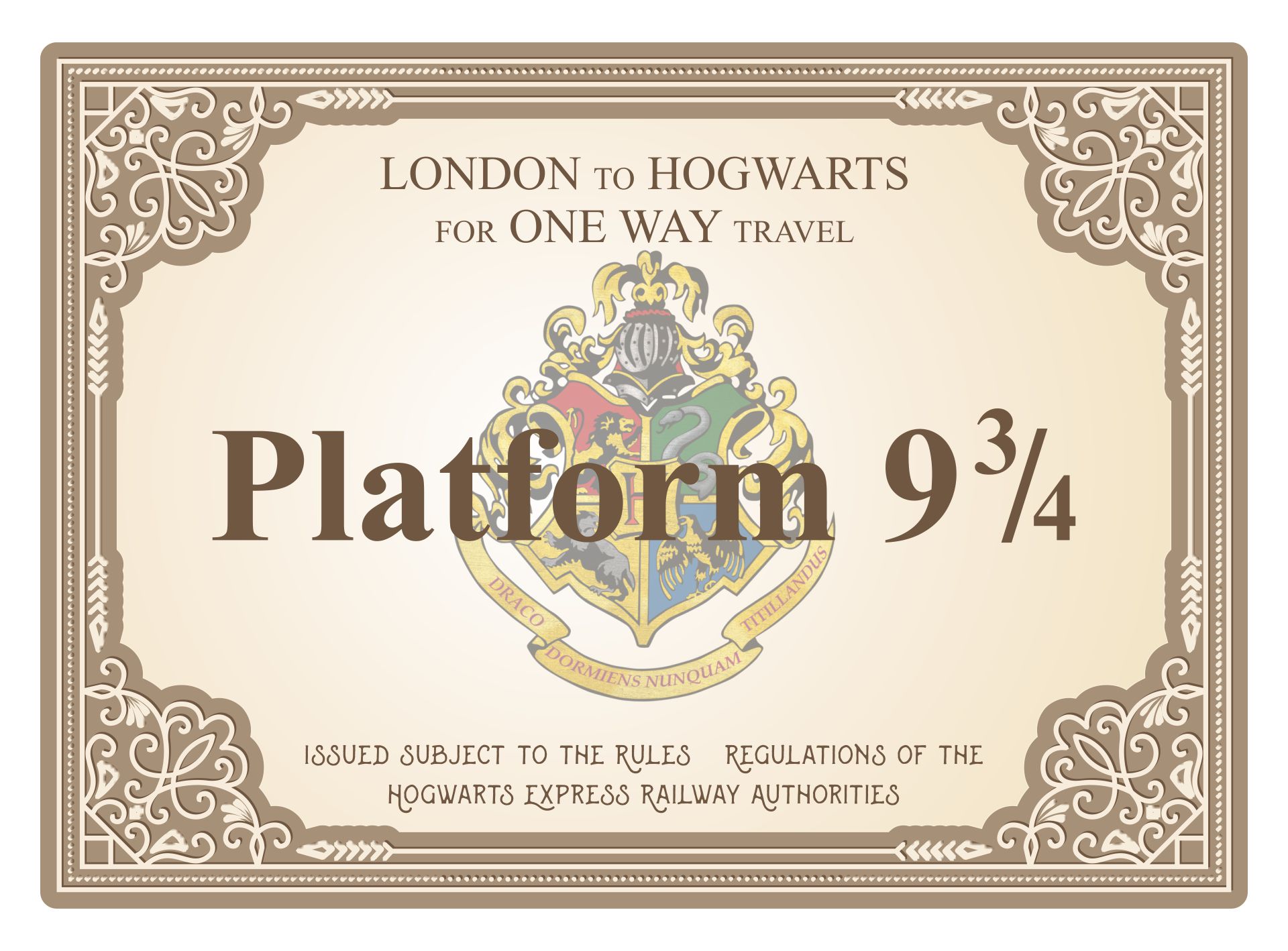 Free Printable Harry Potter Train Ticket