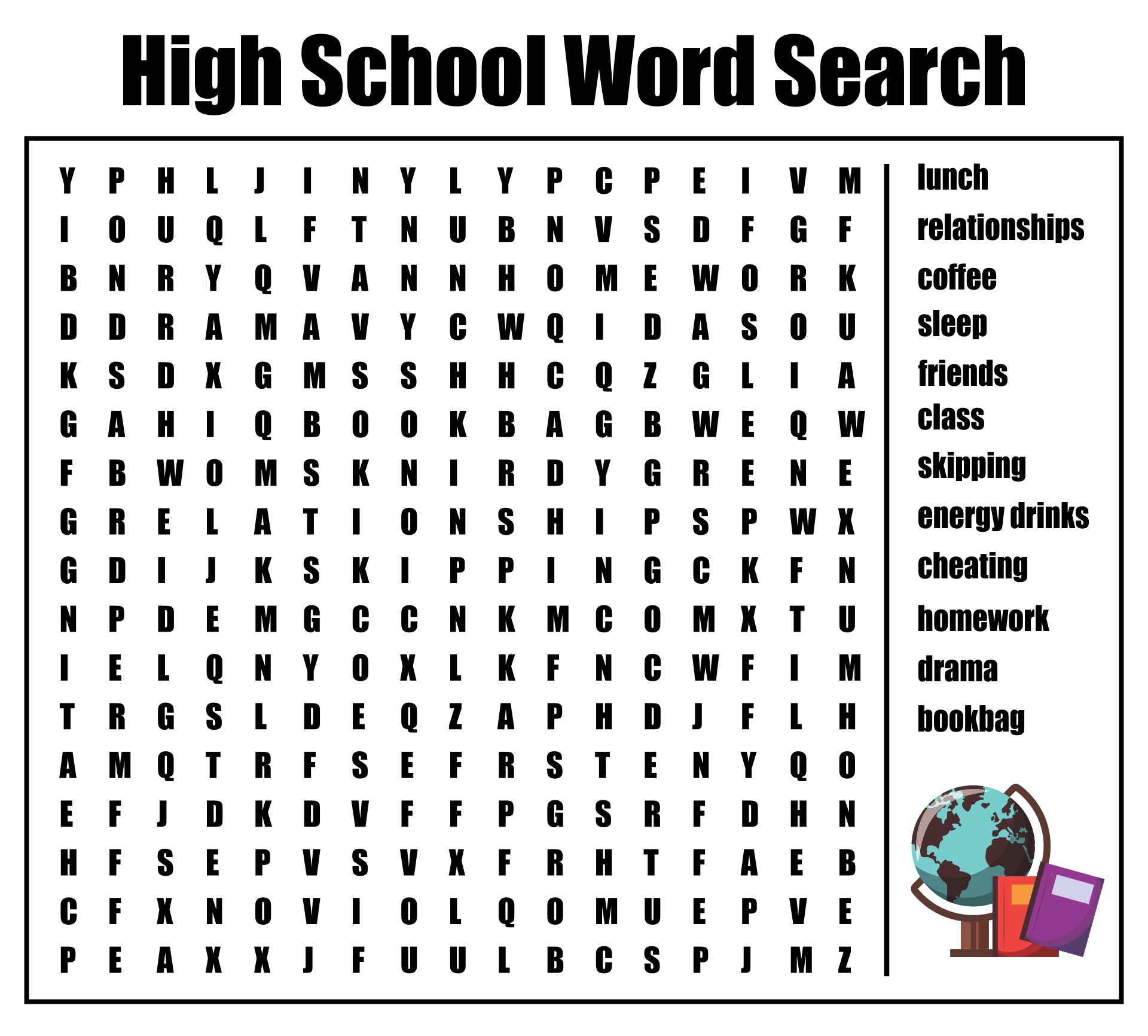 School Word Find Puzzle