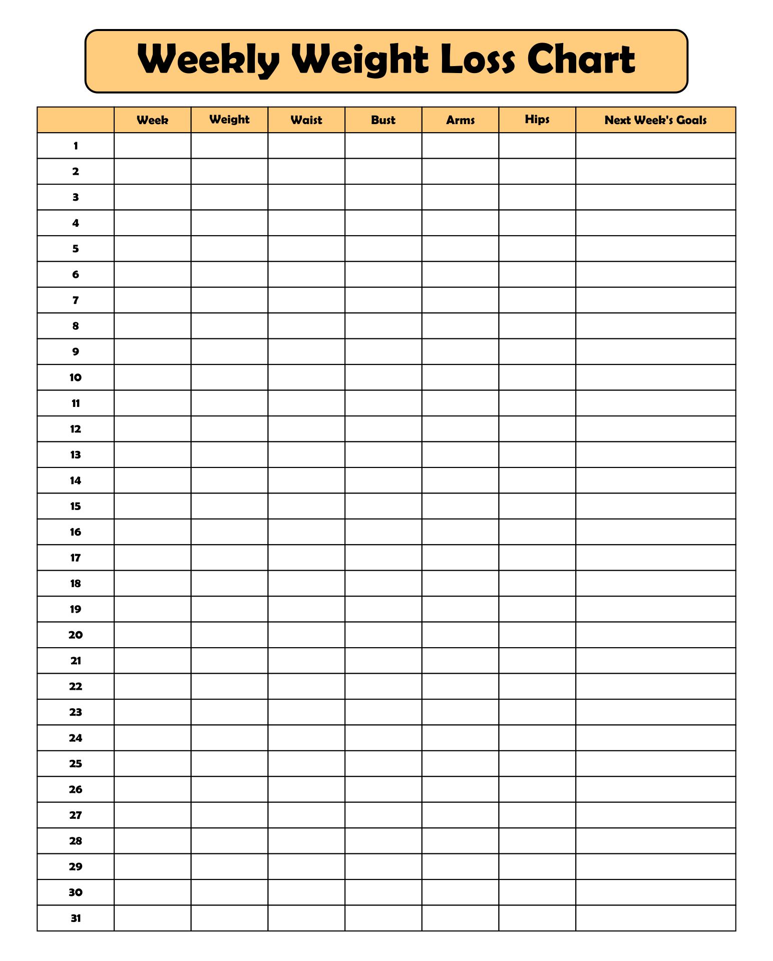 simple weight tracker template