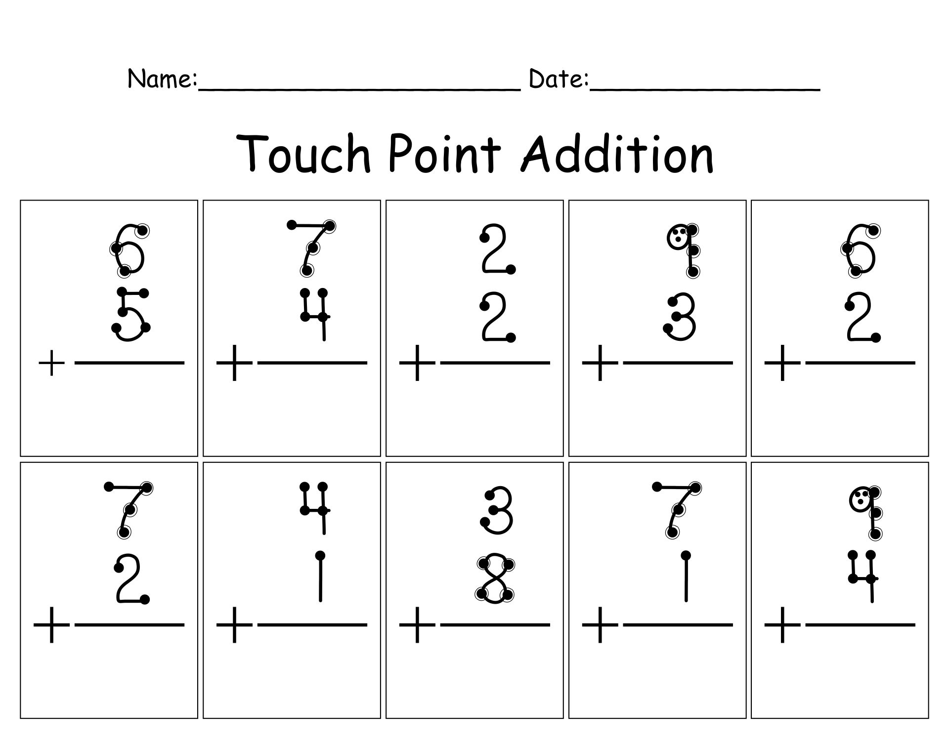 Touch Math Addition And Subtraction Worksheets