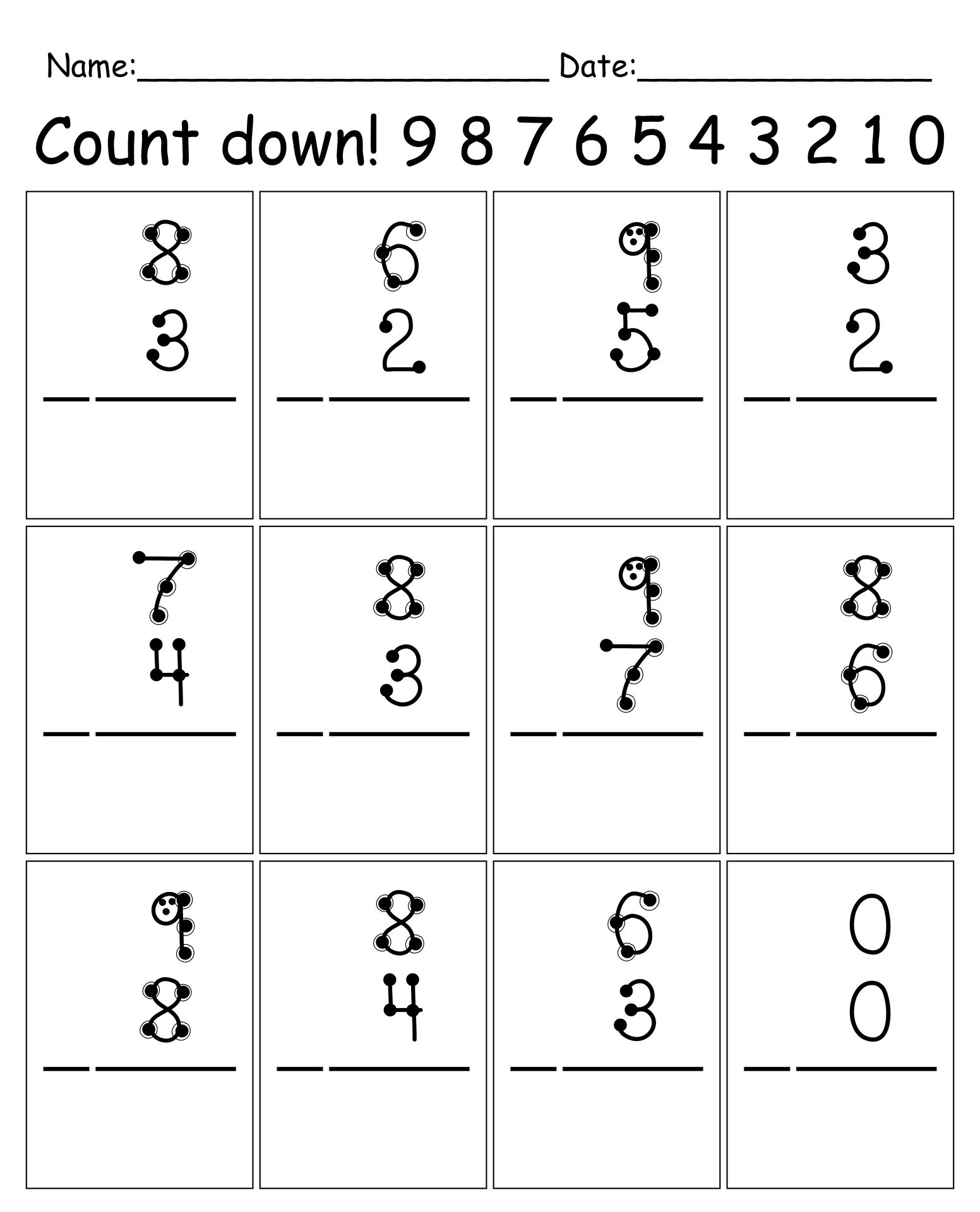 Printable Touch Math Numbers