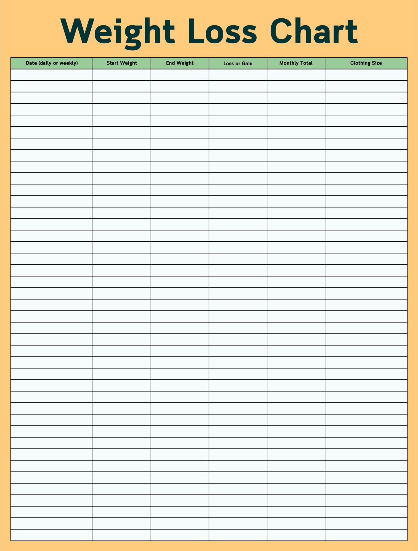 Weekly Weight Loss Tracker Template