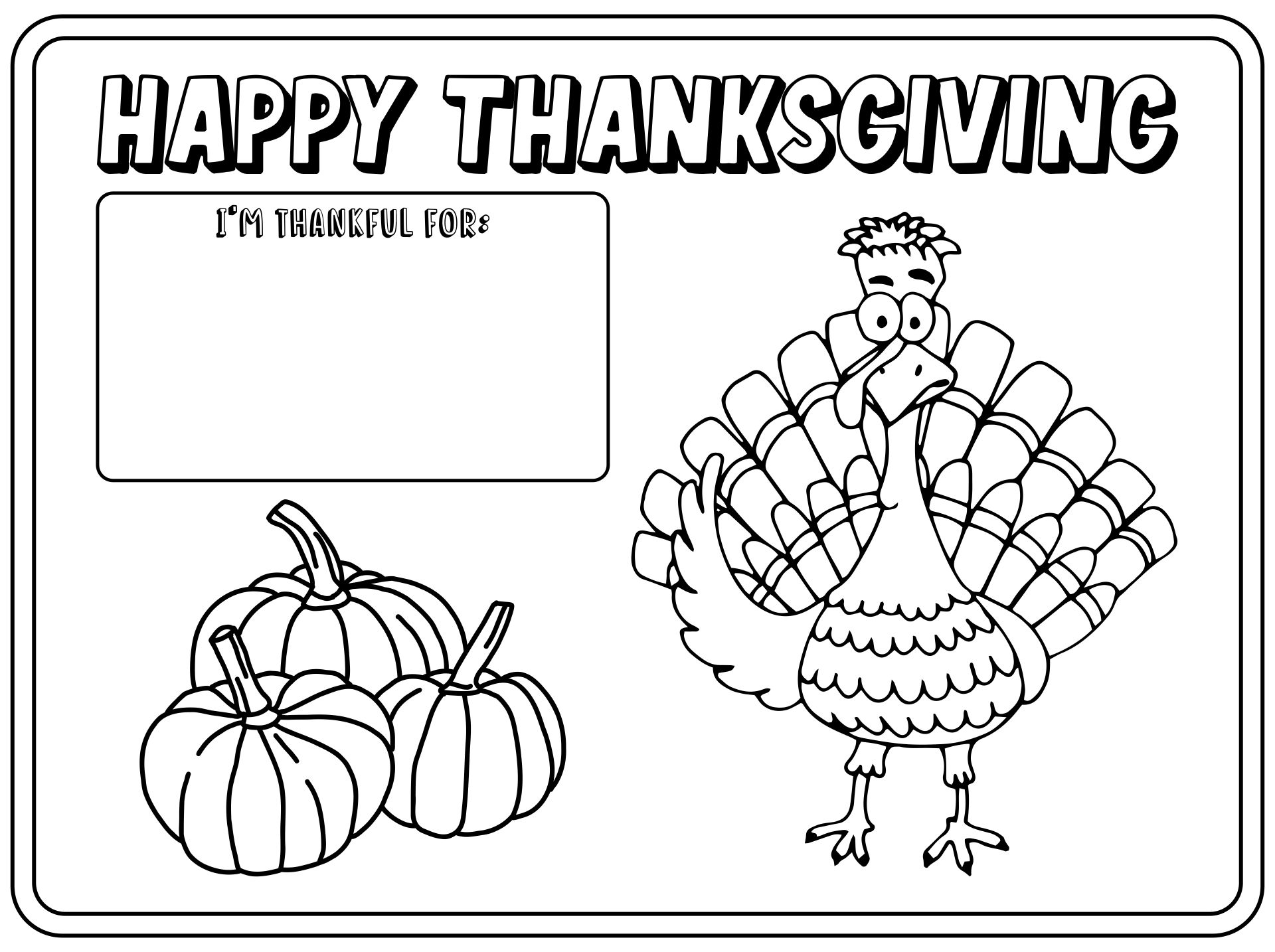 10 Best Turkey Thanksgiving Placemats Printable - printablee.com
