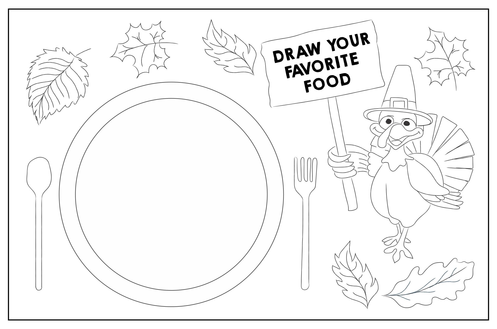 Thanksgiving Placemats To Color - 10 Free PDF Printables | Printablee
