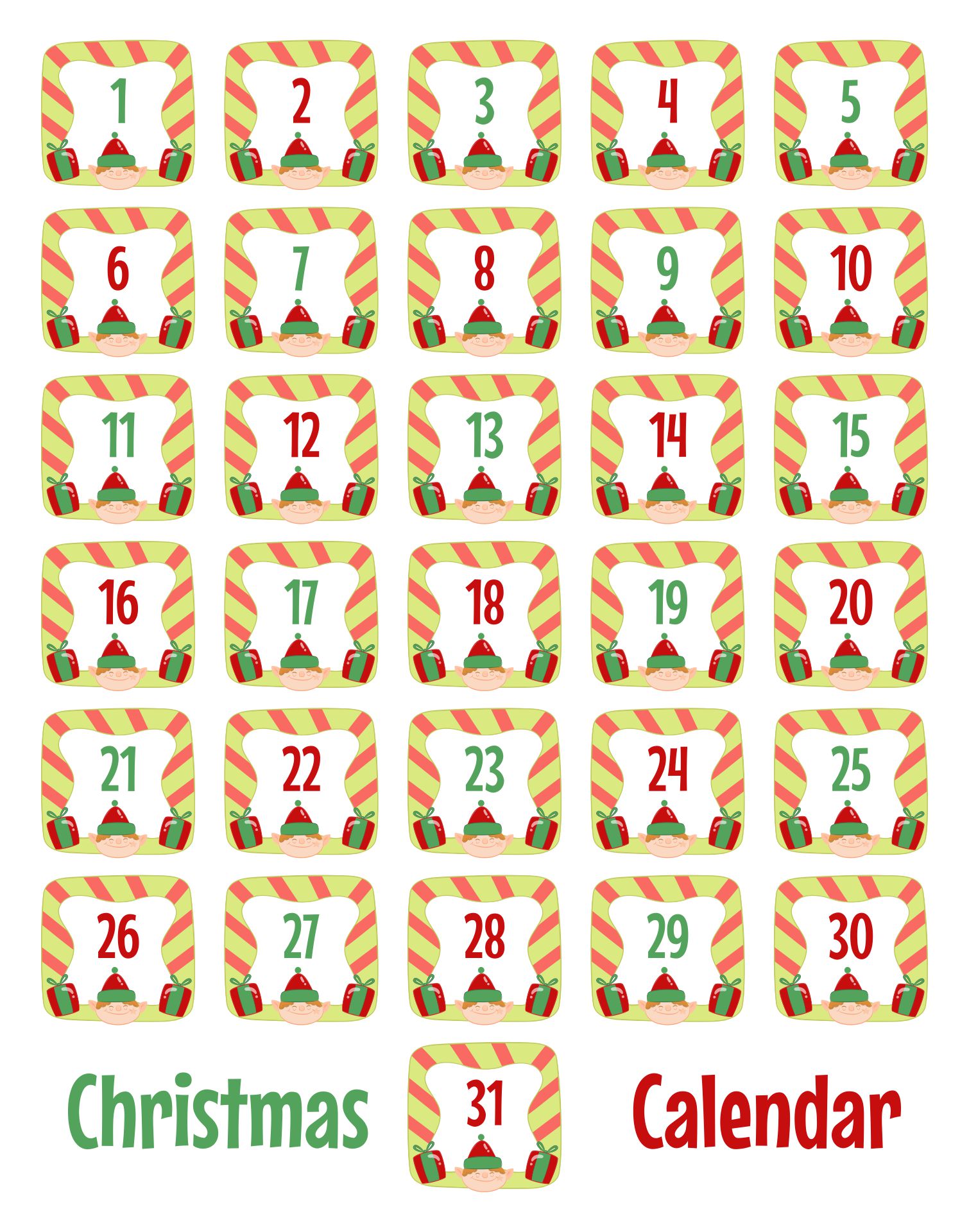 10 Best Free Printable Christmas Numbers 1 To 31 Pdf For Free At Printablee