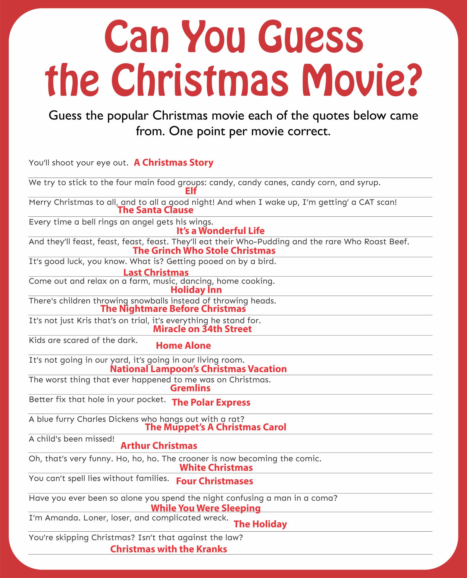 Free Printable Christmas Trivia Questions And Answers - Free Printable ...