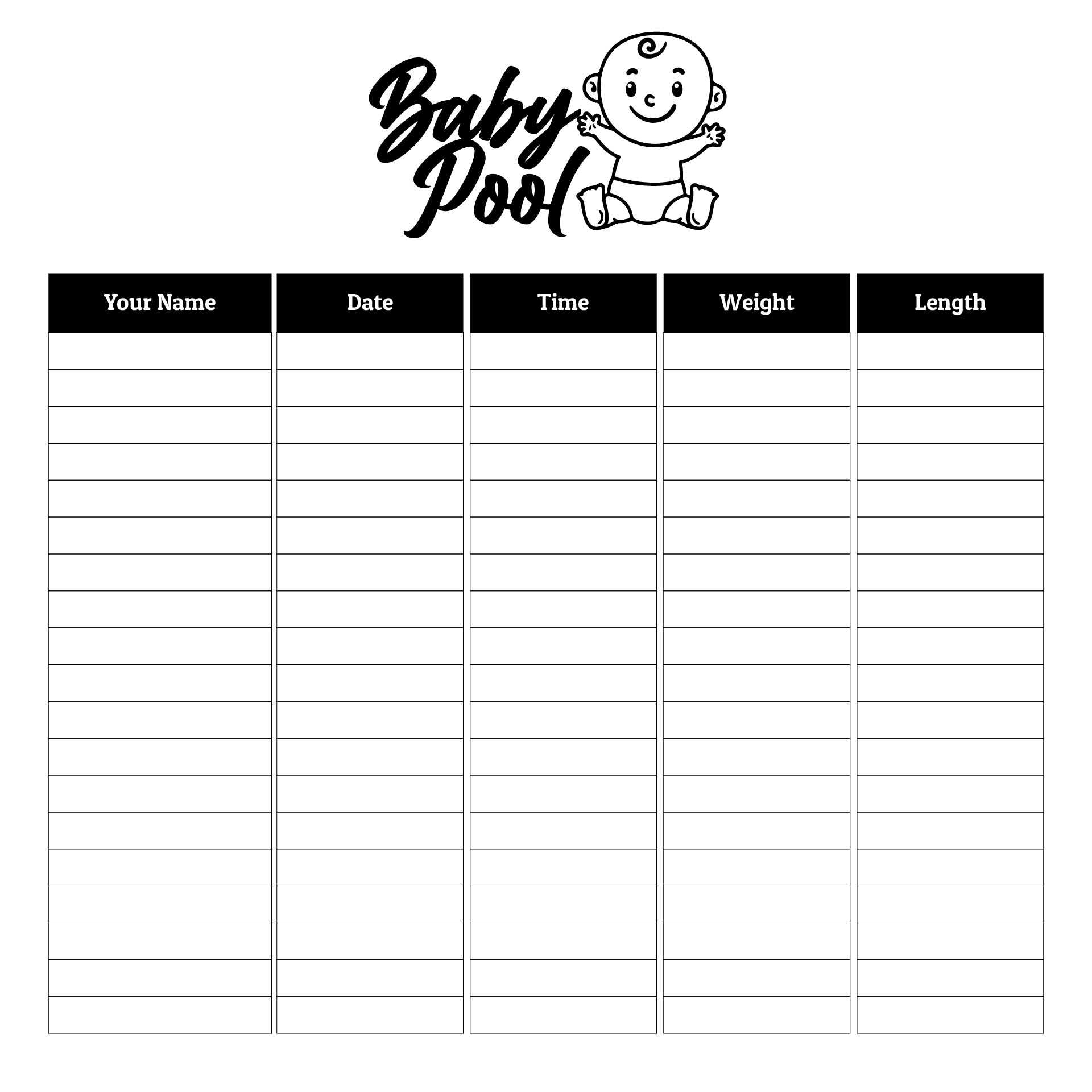 10 Best Printable Baby Pool Template Excel Baby Pool Football Squares