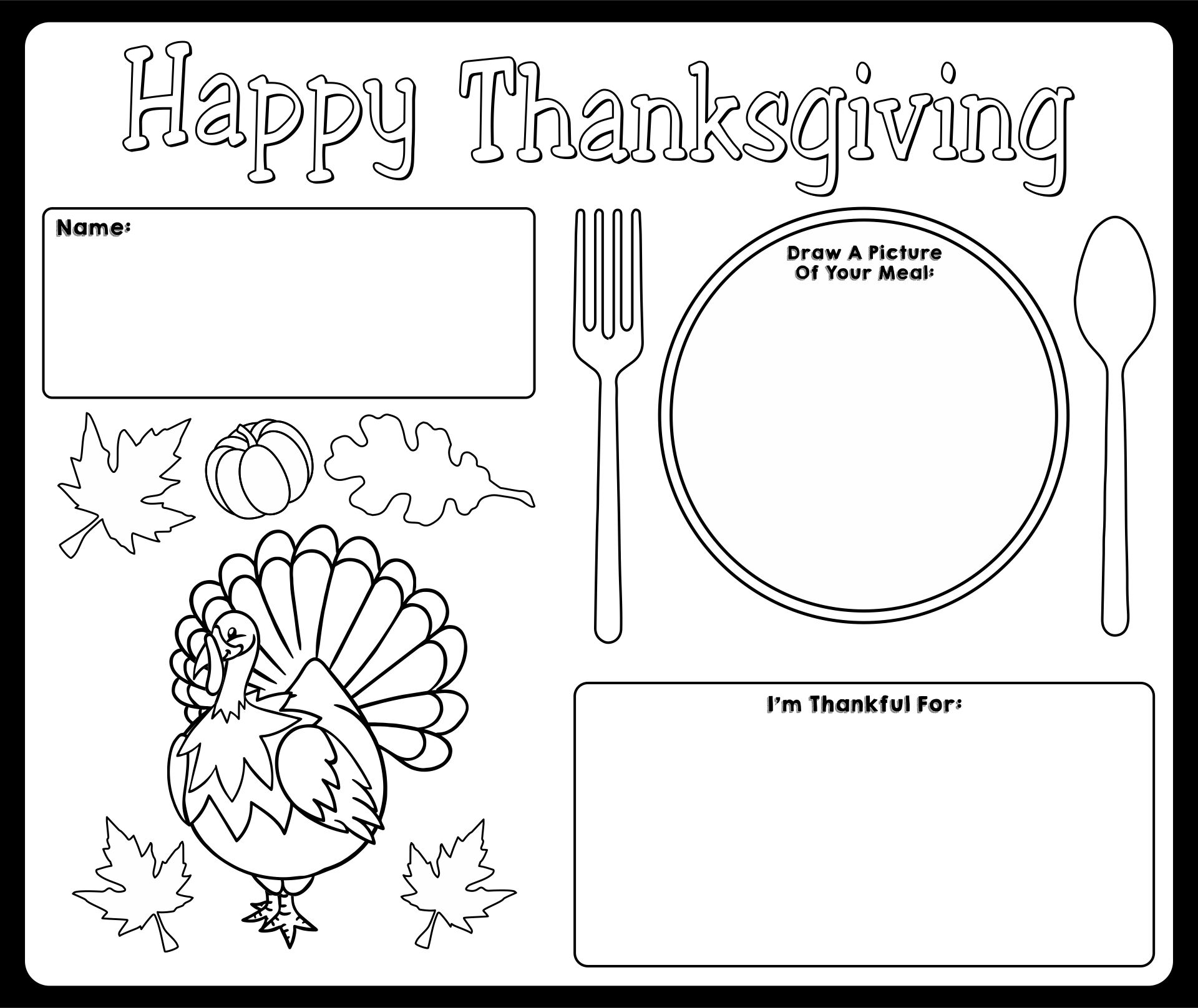 Thanksgiving Activity Placemats - 10 Free PDF Printables | Printablee