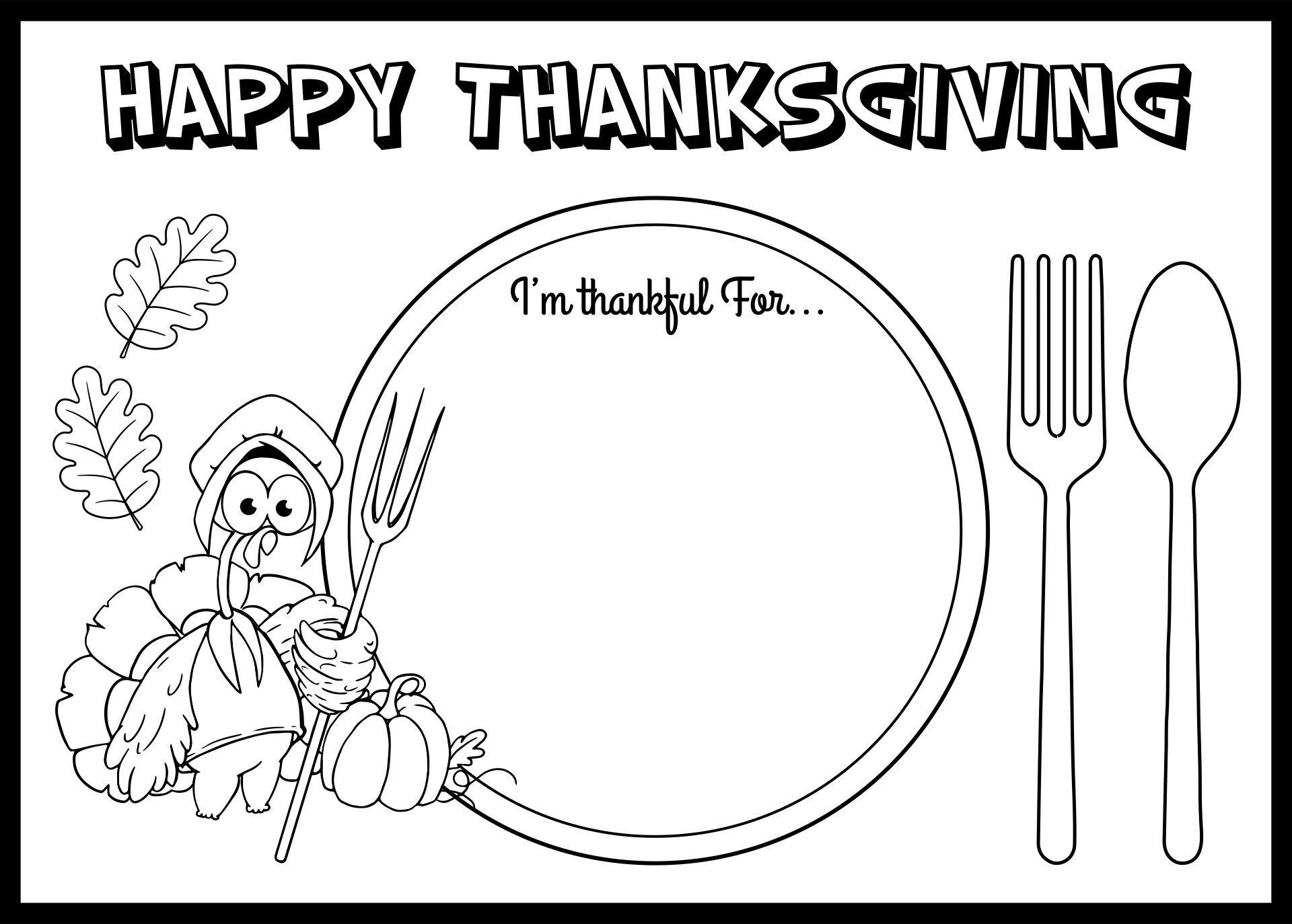 10 Best Printable Thanksgiving Coloring Placemats Printablee
