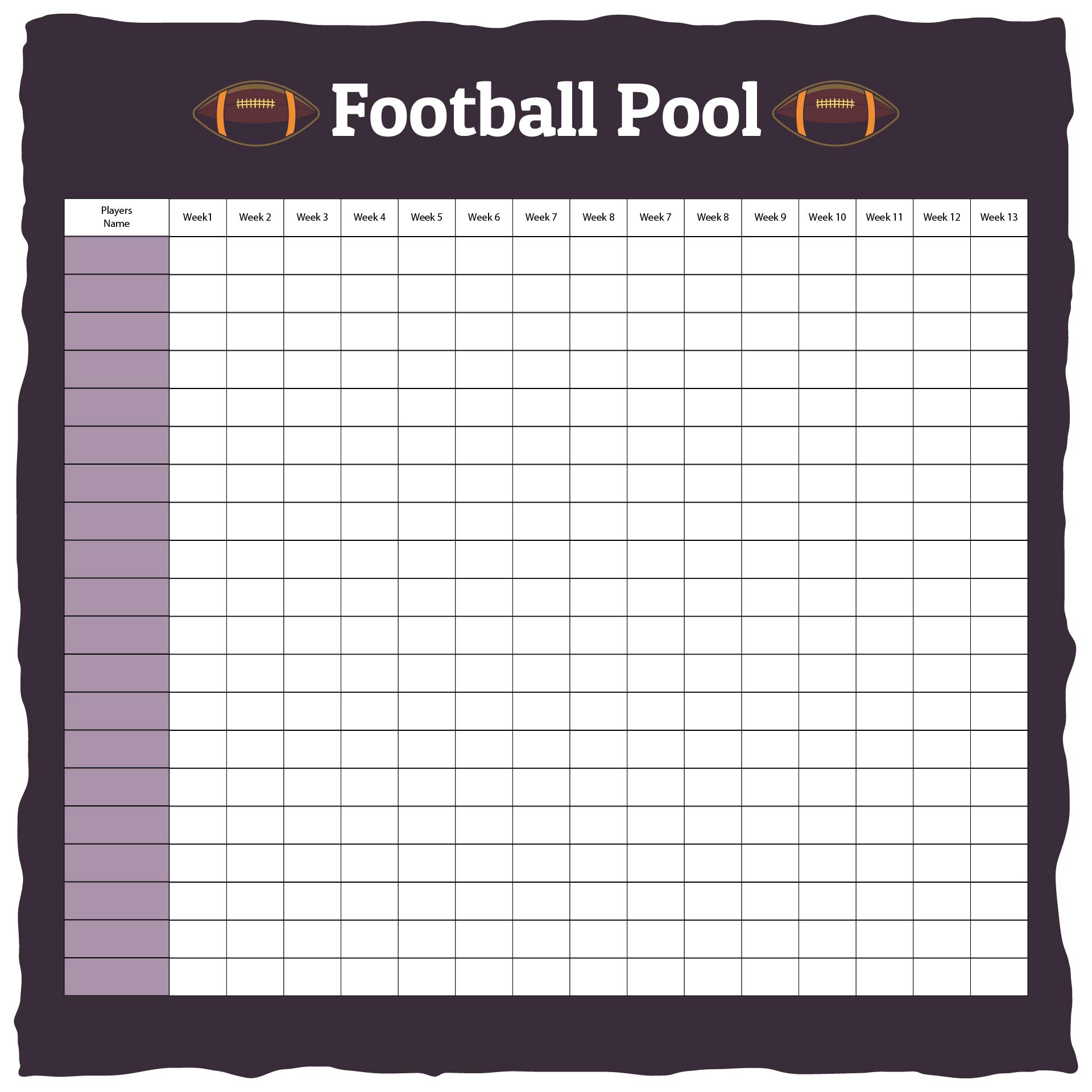 Football Pool Template Printable