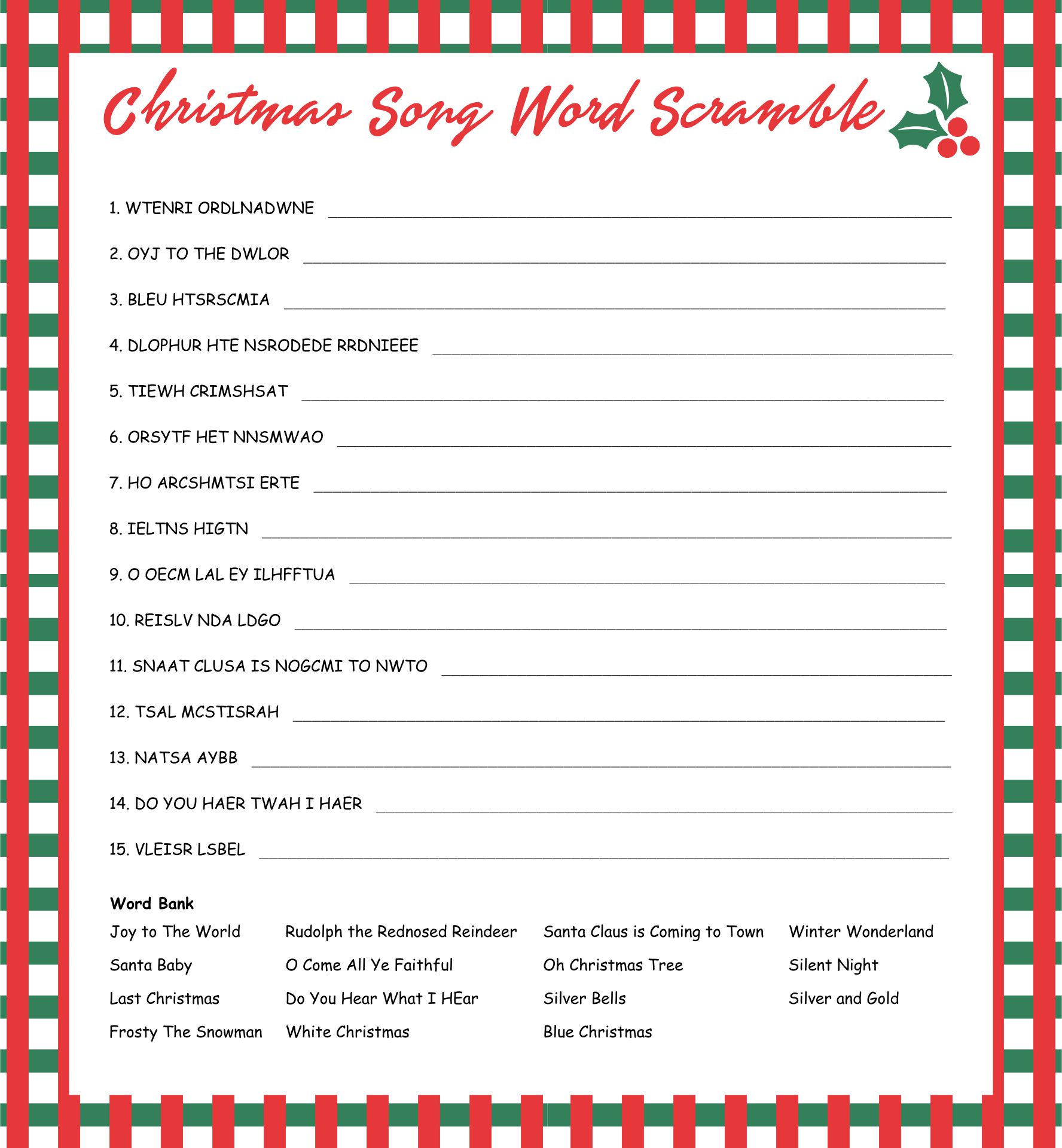 10 Best Printable Christmas Song Scramble PDF For Free At Printablee