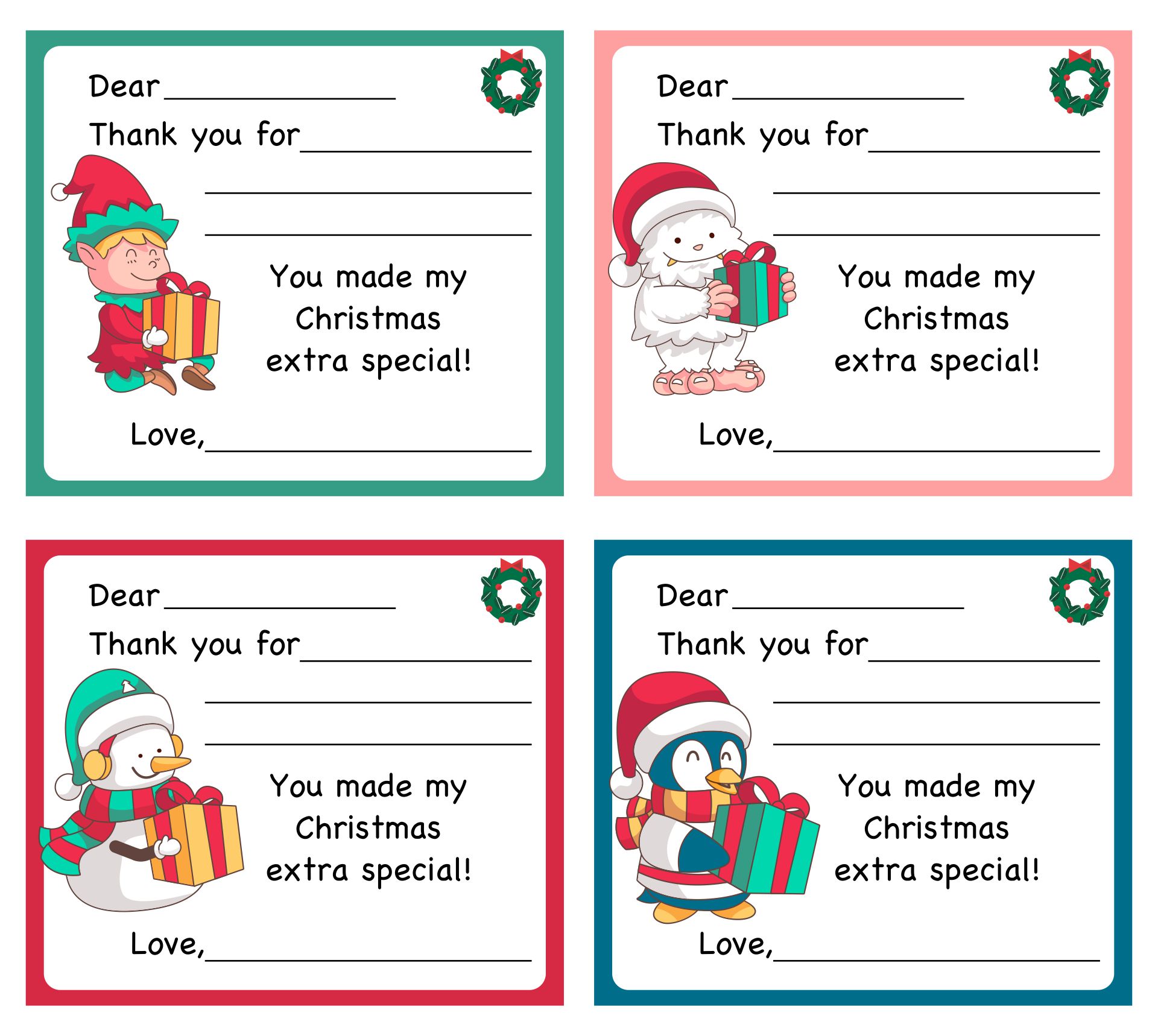 Christmas Note Cards - 10 Free PDF Printables | Printablee