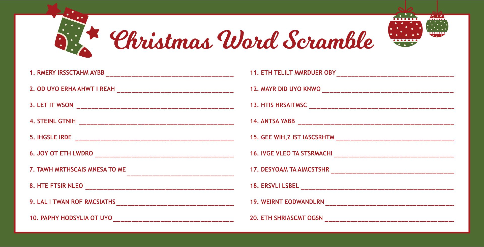 10 Best Printable Christmas Song Scramble PDF For Free At Printablee