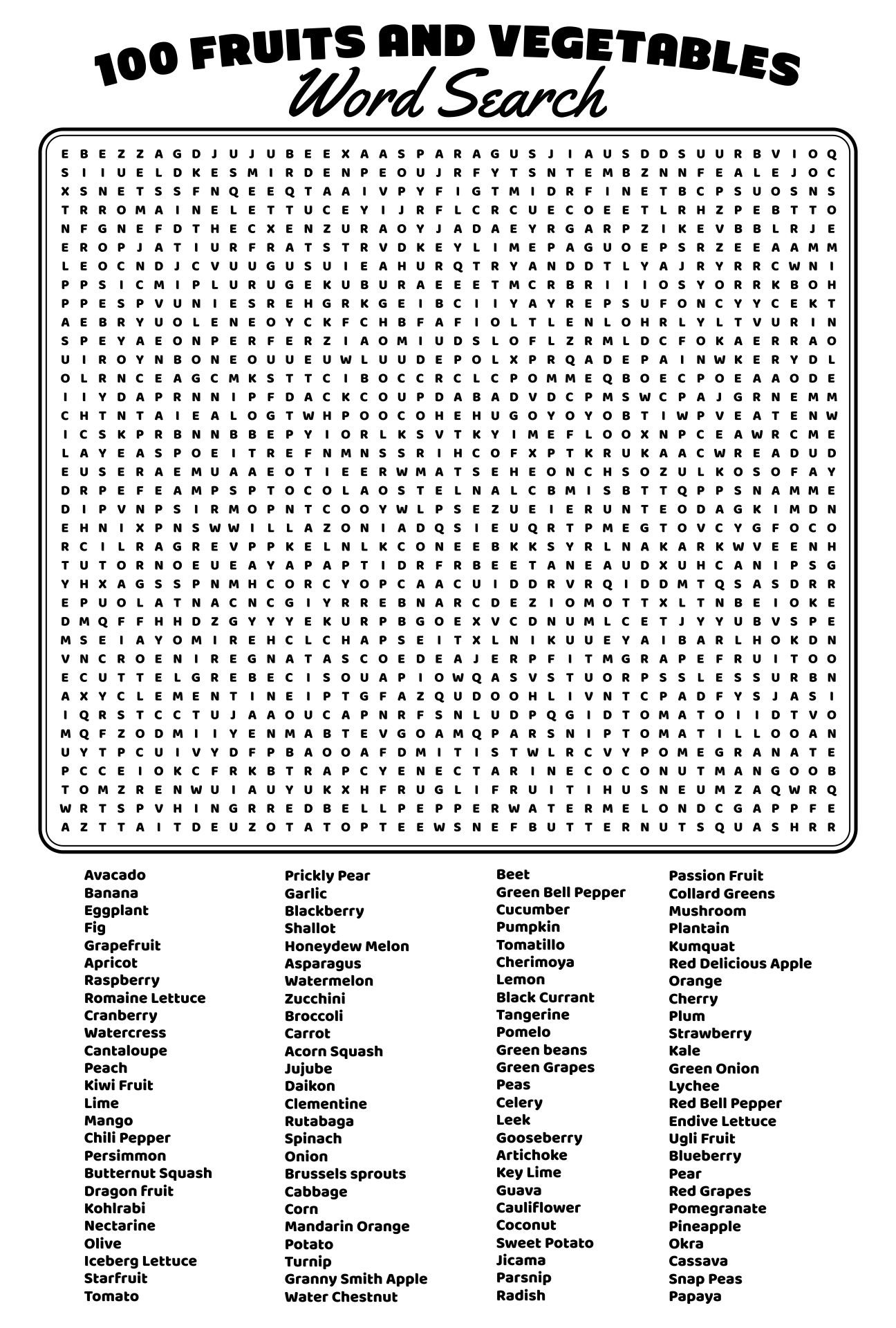 Word Find 100 Words