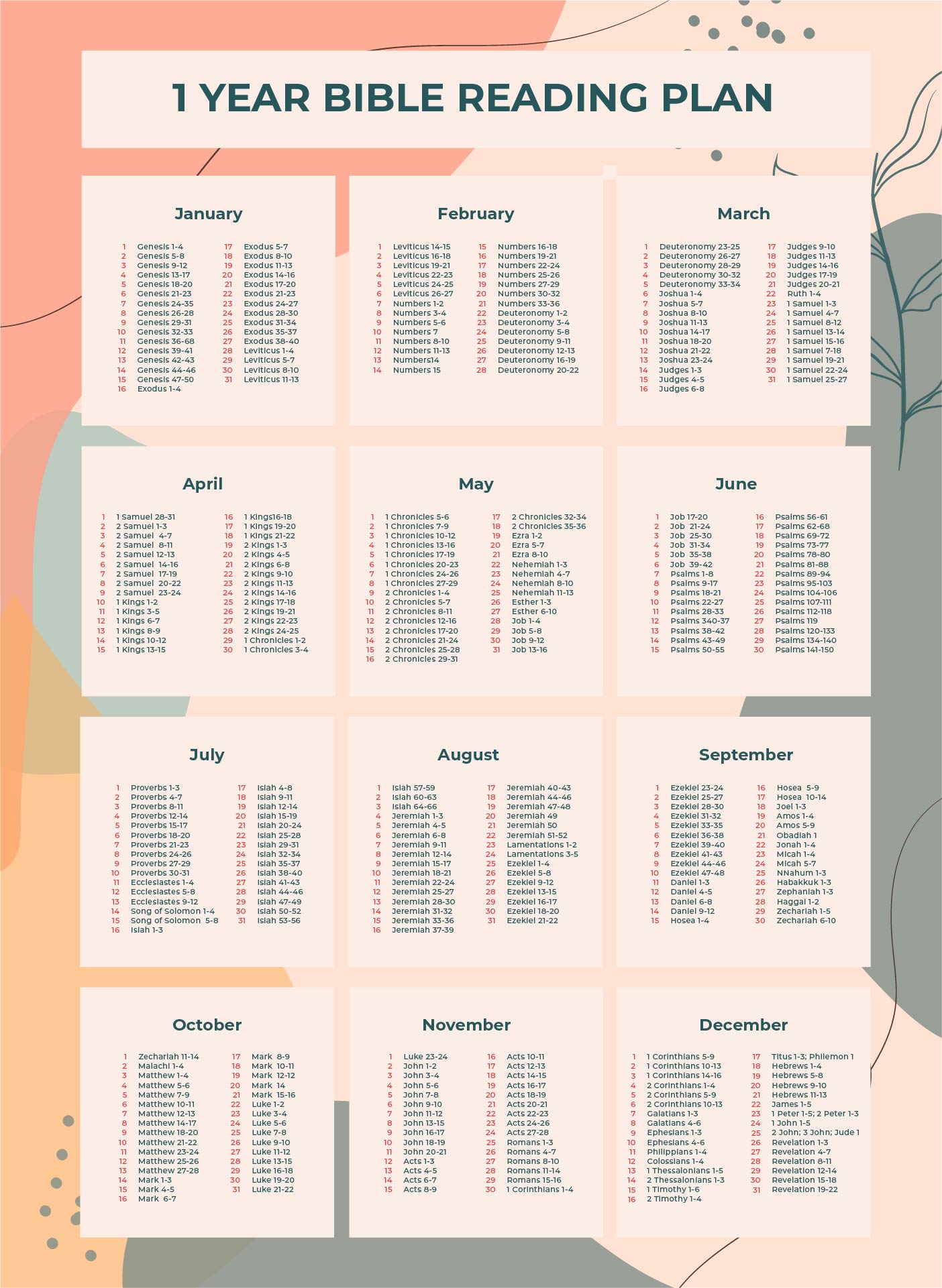 Best Printable Bible Reading Charts Printablee The Best Porn Website