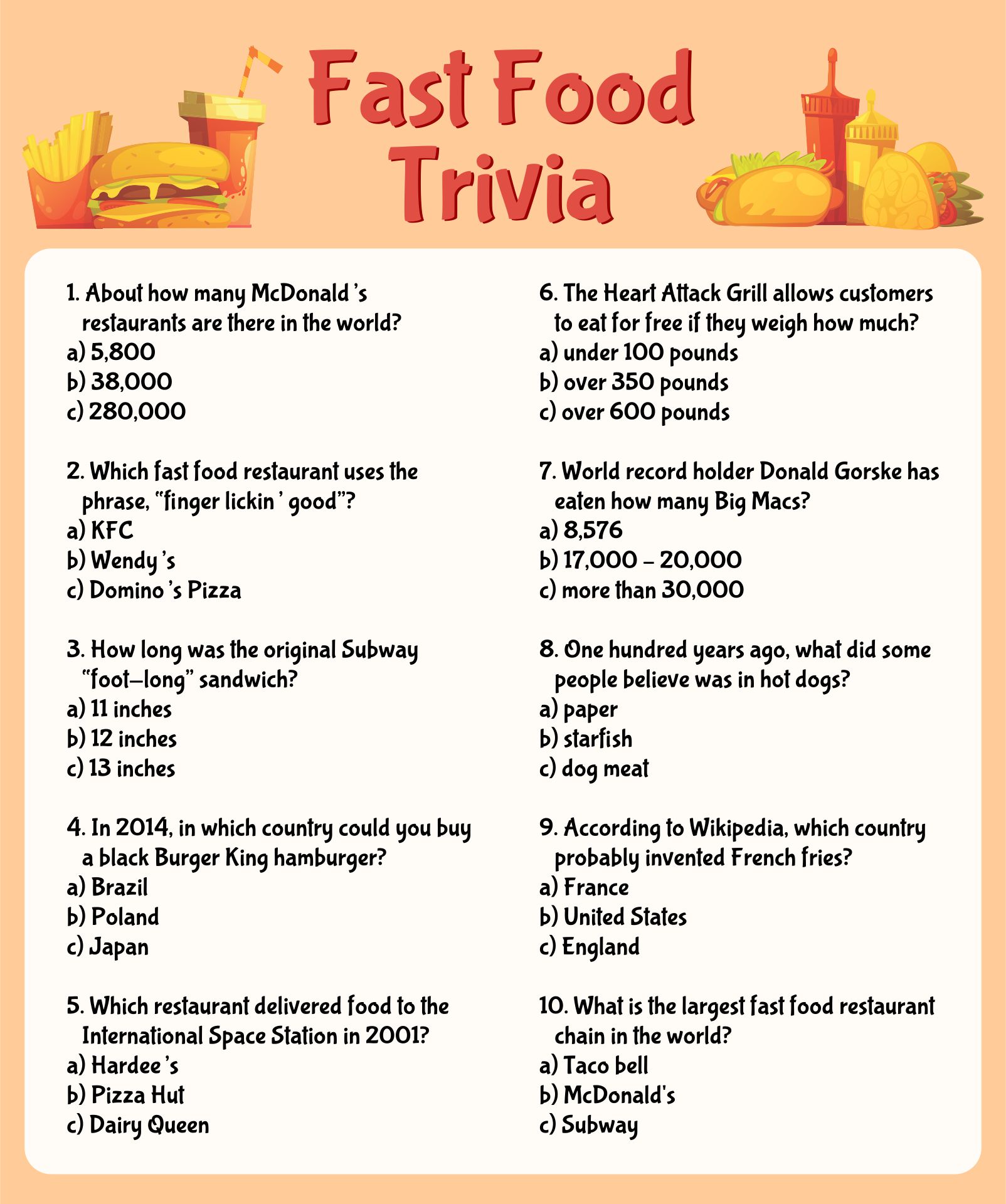 Fun Trivia 10 Free PDF Printables Printablee