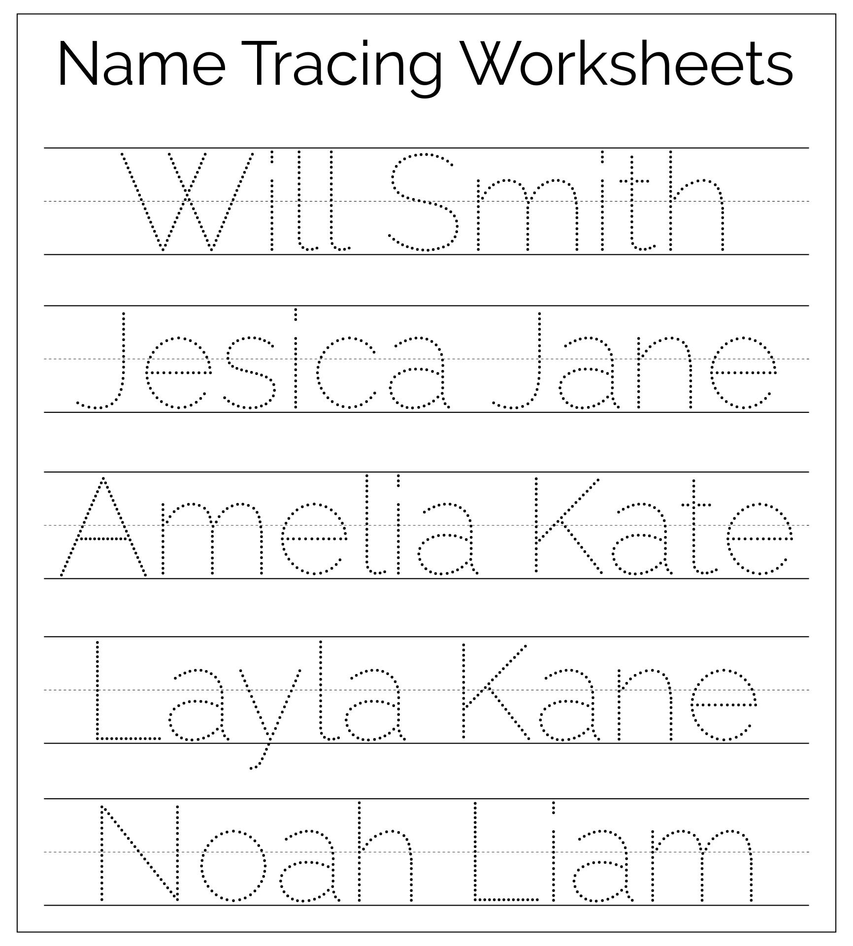 Free Preschool Name Tracing Template Printable Form Templates and Letter