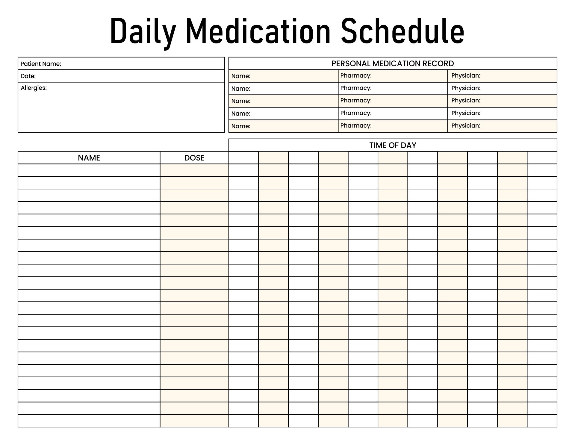 Free Printable Medication Chart Free Printable A To Z Vrogue co