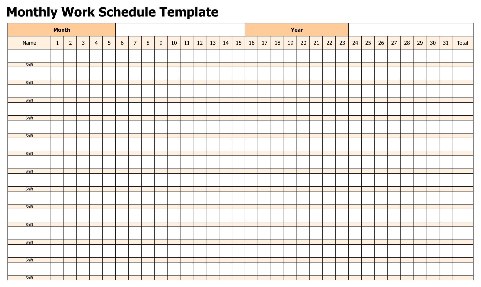 Printable Monthly Work Schedule Template Rulesdolf