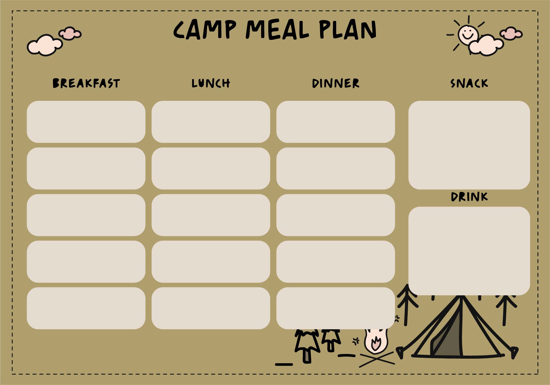 Camping Menu Planner - 10 Free PDF Printables | Printablee