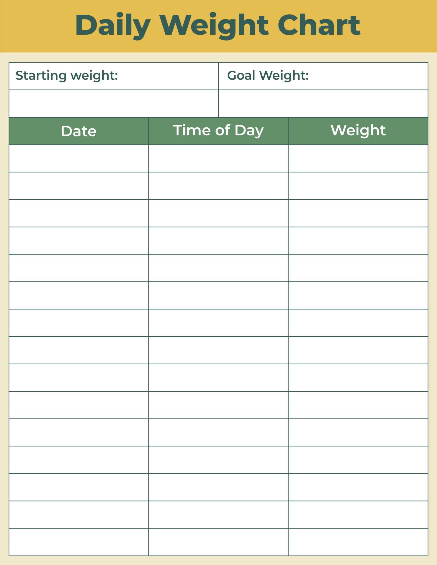 Printable Weight Log Sheet Vrogue co