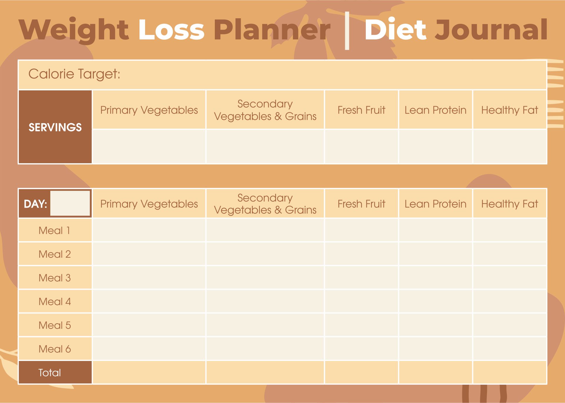 free printable meal planner for weight loss