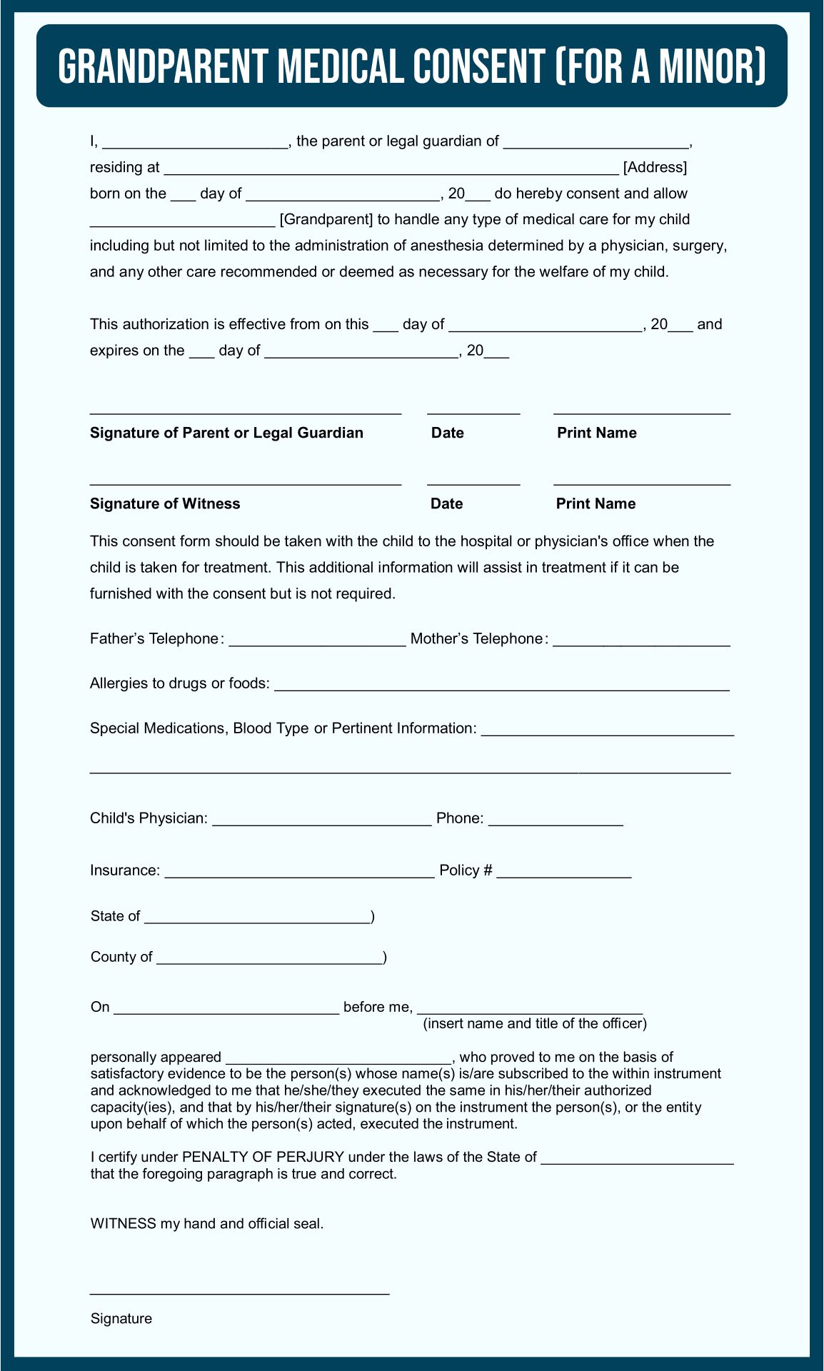 10 Best Printable Medical Permission Forms PDF For Free At Printablee