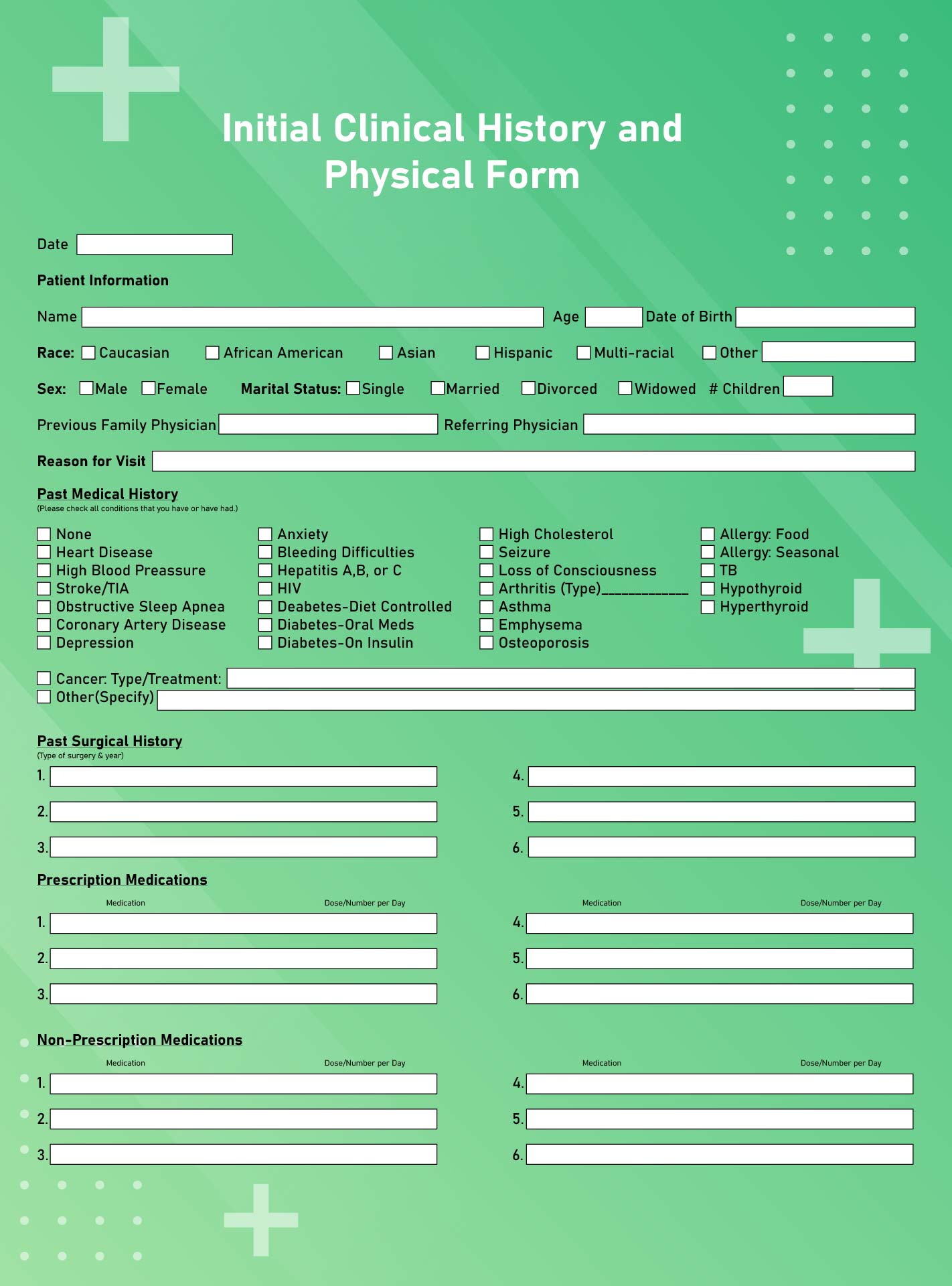 10 Best Free Printable Medical History Forms PDF For Free At Printablee